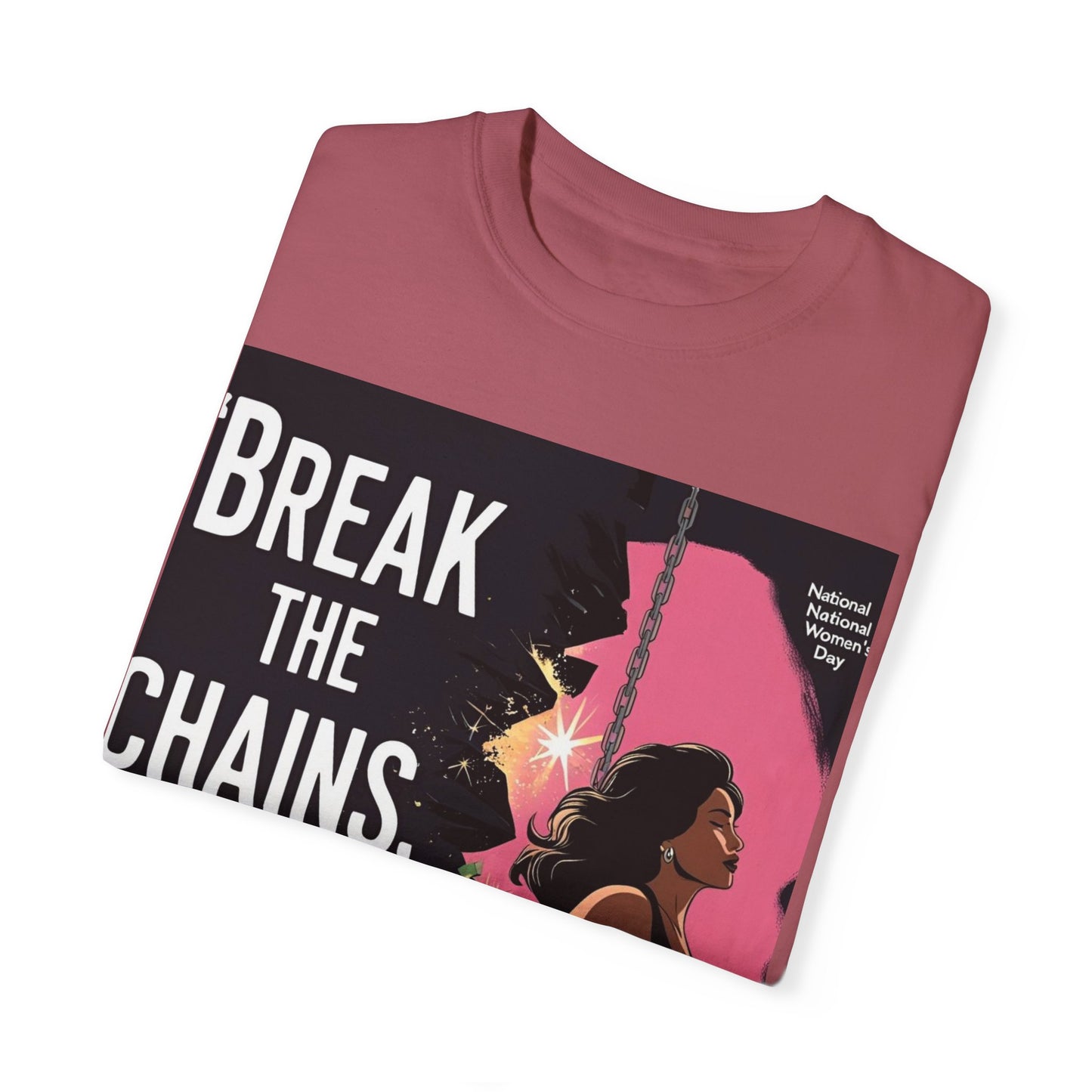 Bemagtigings-T-hemp: "Break the Chains, Shine" - Unisex-kledingkleurige tee vir Nasionale Vryheidsdag