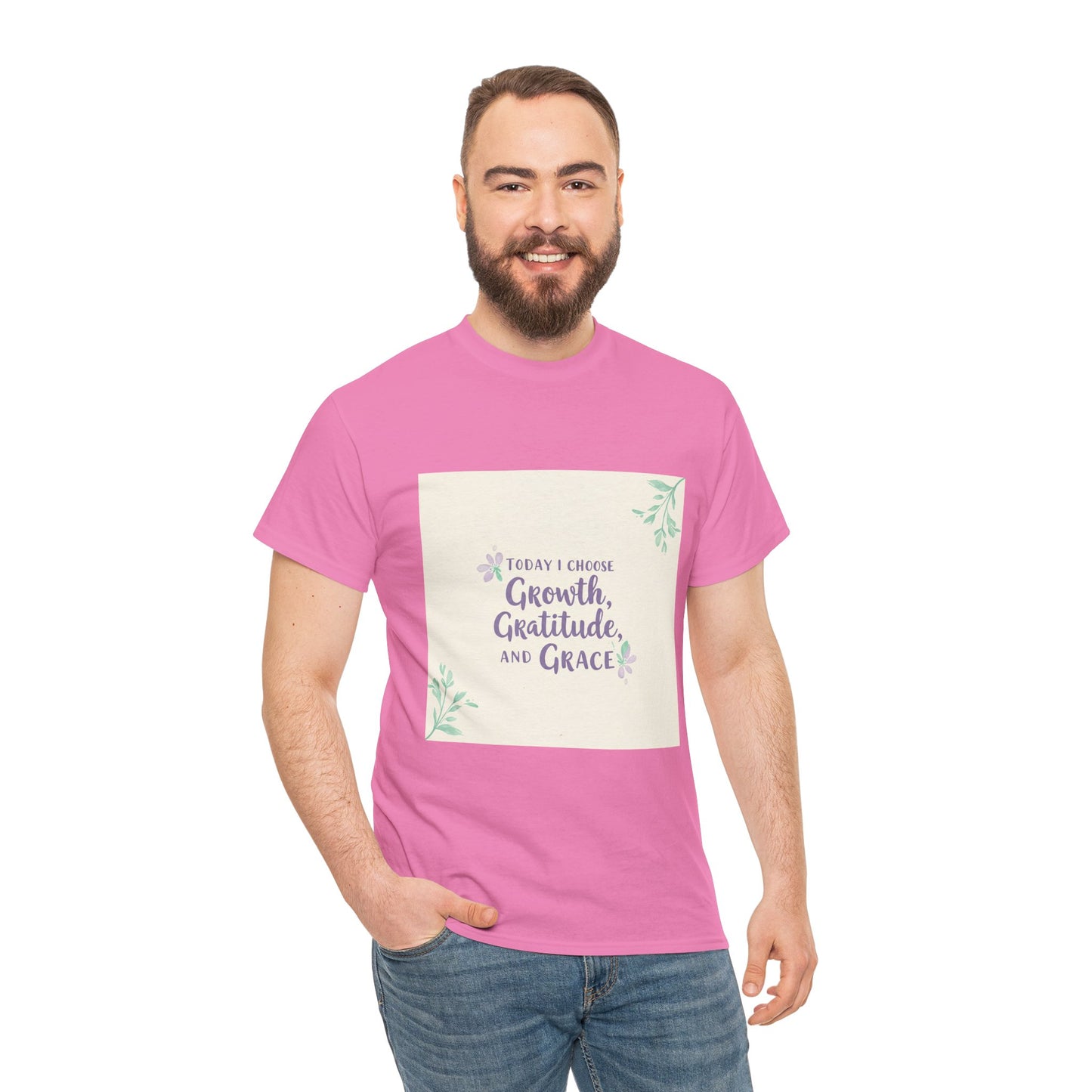 Inspirational Unisex Heavy Cotton Tee - "Today I Choose Growth, Gratitude, and Grace"