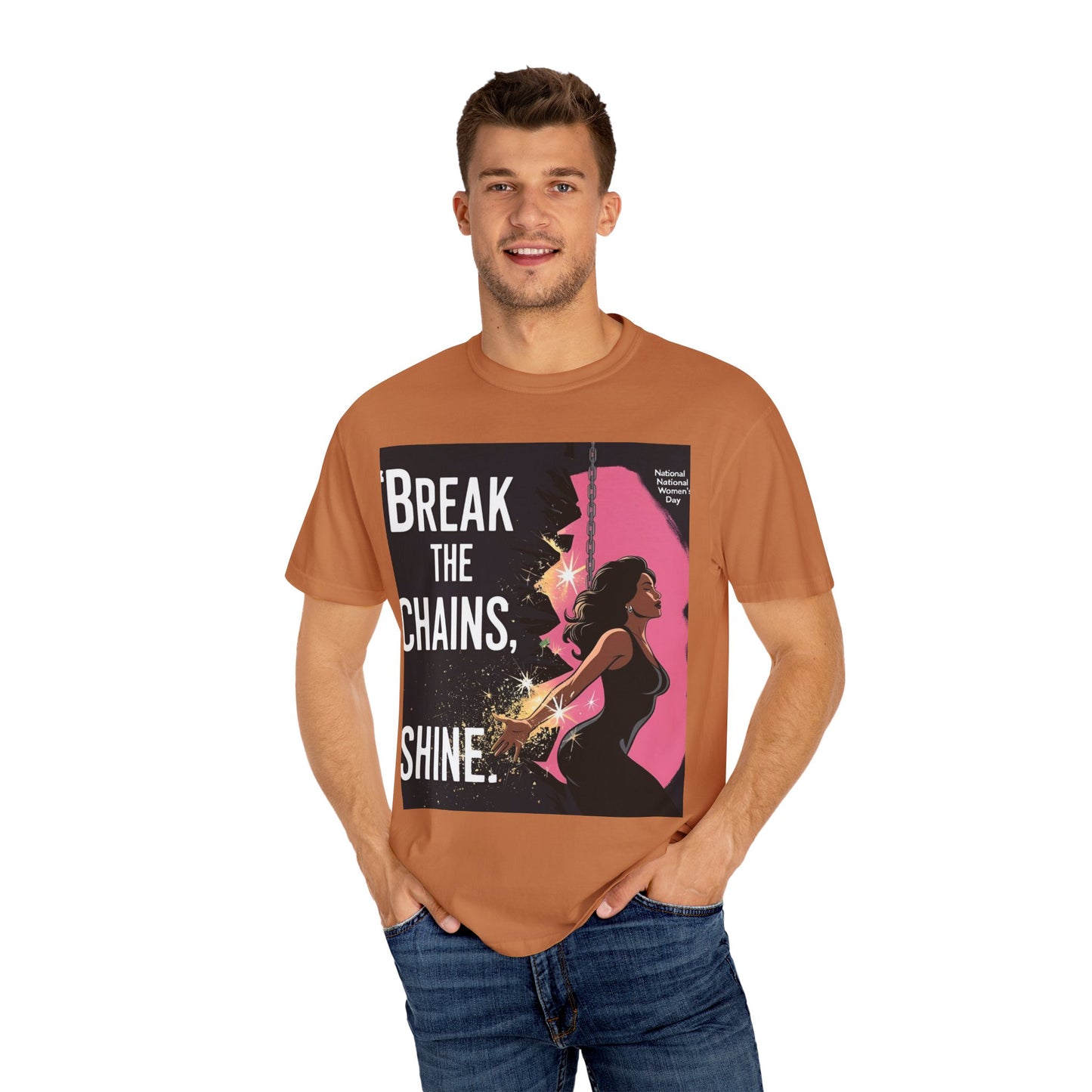 Empowerment T-Shirt: "Break the Chains, Shine" - Unisex Garment-Dyed Tee for National Freedom Day