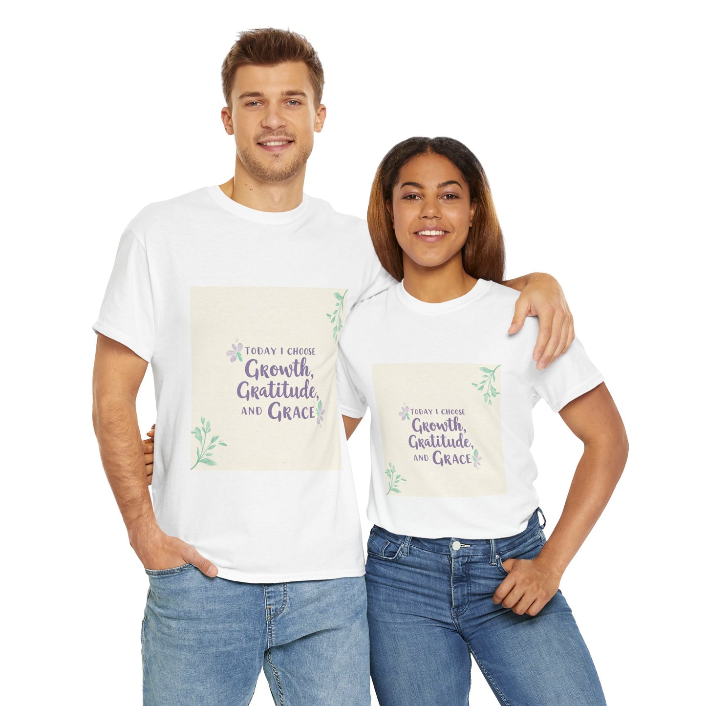 Inspirational Unisex Heavy Cotton Tee - "Today I Choose Growth, Gratitude, and Grace"