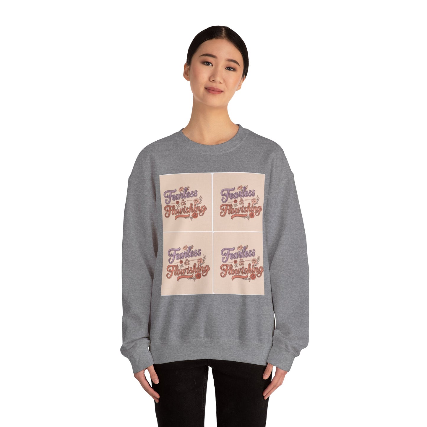 Fearless & Flourishing Crewneck Sweatshirt - Unisex Heavy Blend™ - Cozy Inspirational Apparel