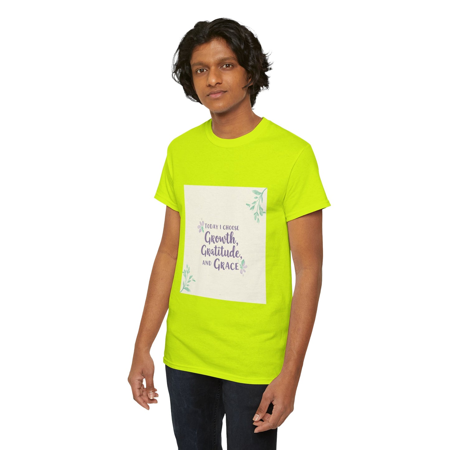 Inspirational Unisex Heavy Cotton Tee - "Today I Choose Growth, Gratitude, and Grace"