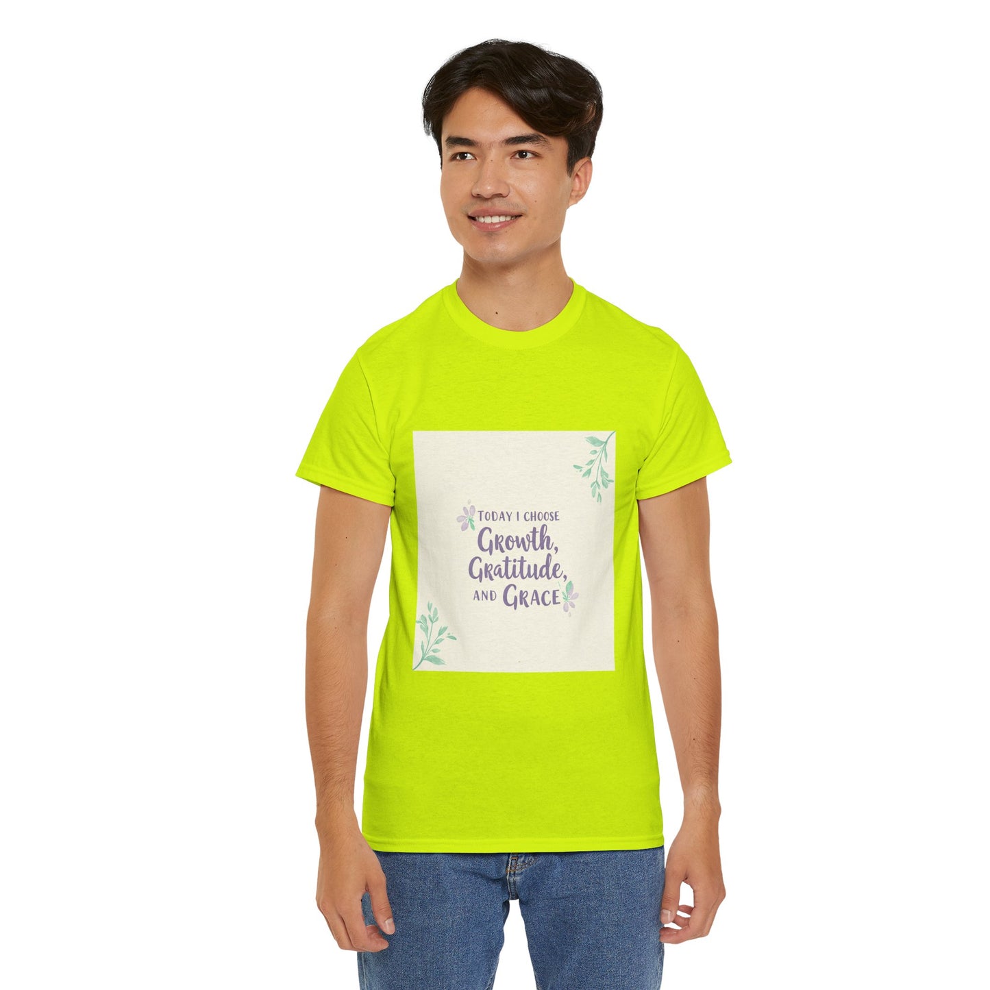 Inspirational Unisex Heavy Cotton Tee - "Today I Choose Growth, Gratitude, and Grace"