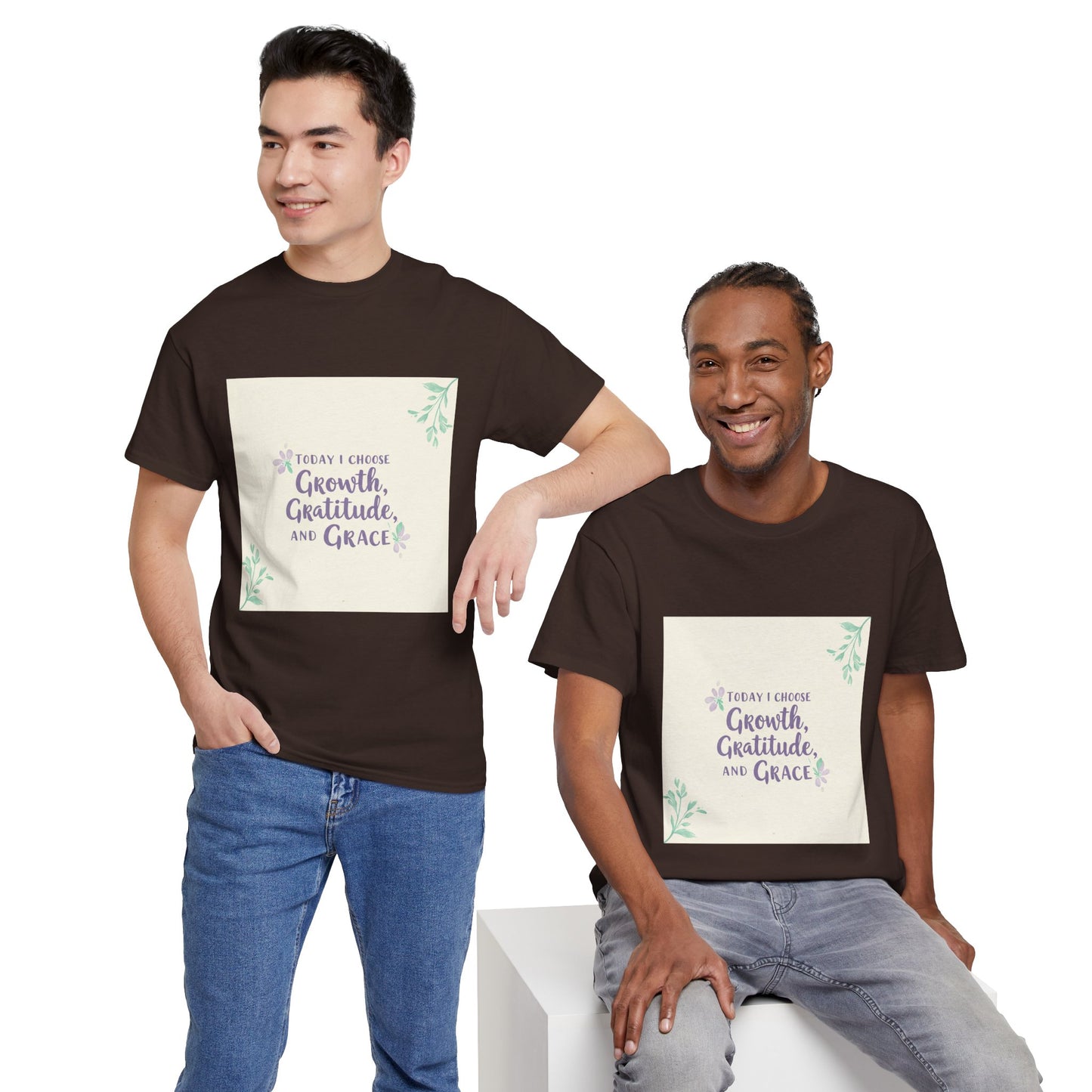 Inspirational Unisex Heavy Cotton Tee - "Today I Choose Growth, Gratitude, and Grace"