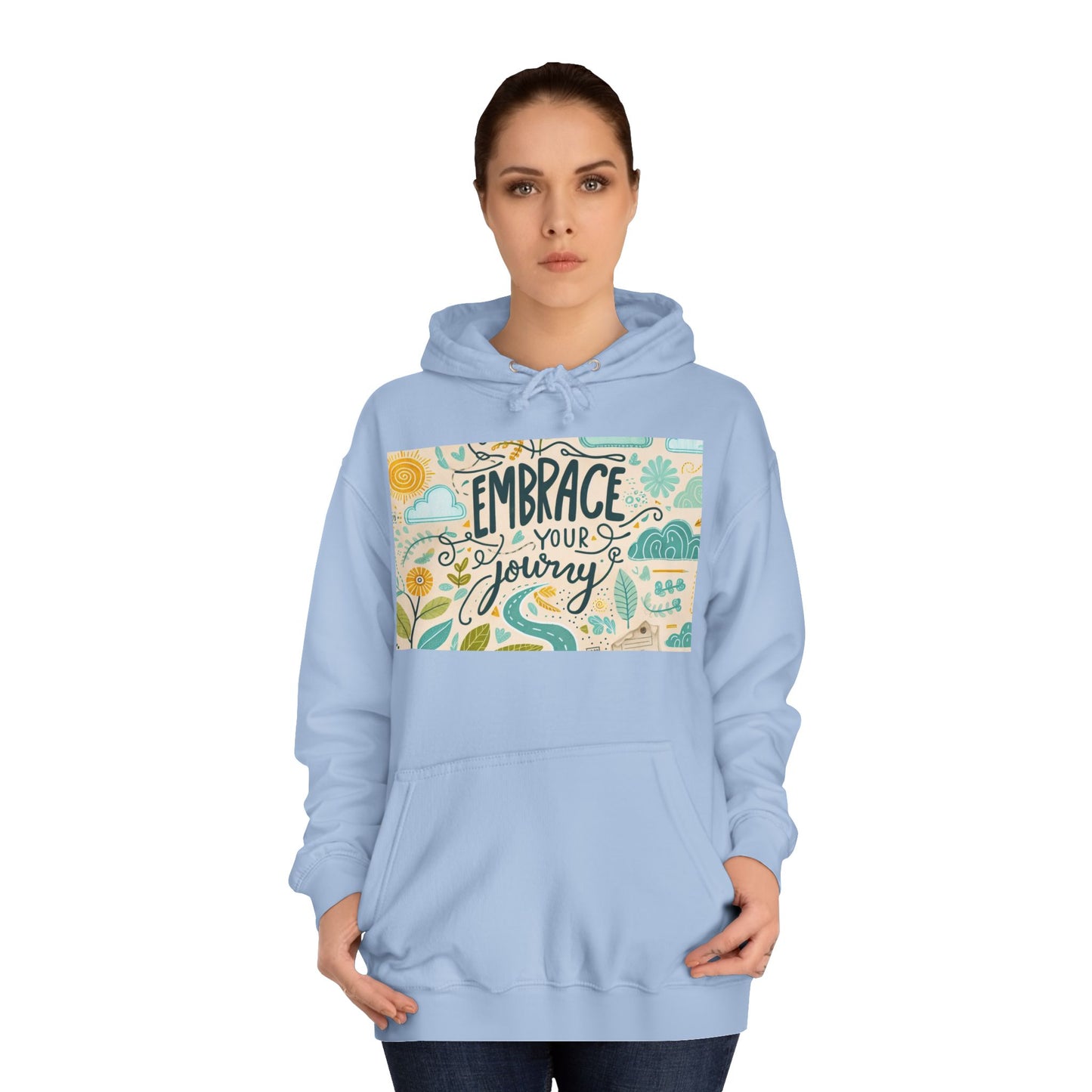 သင့်ခရီးကို Unisex College Hoodie - စိတ်အားထက်သန်သော နှစ်သိမ့်မှုကို ခံယူပါ။