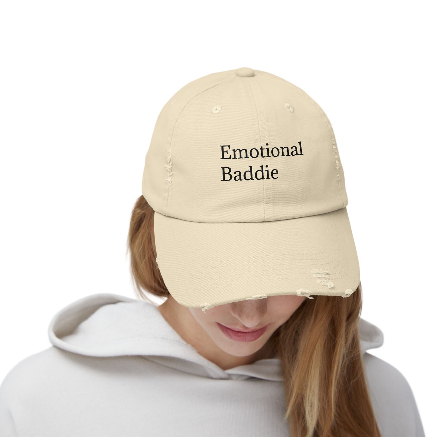 Emotional Baddie Distressed Unisex Cap – Trendy Casual Headwear