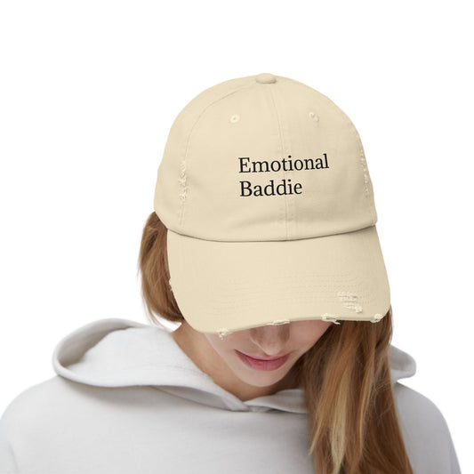 Emotional Baddie Distressed Unisex Cap – Trendy Casual Headwear