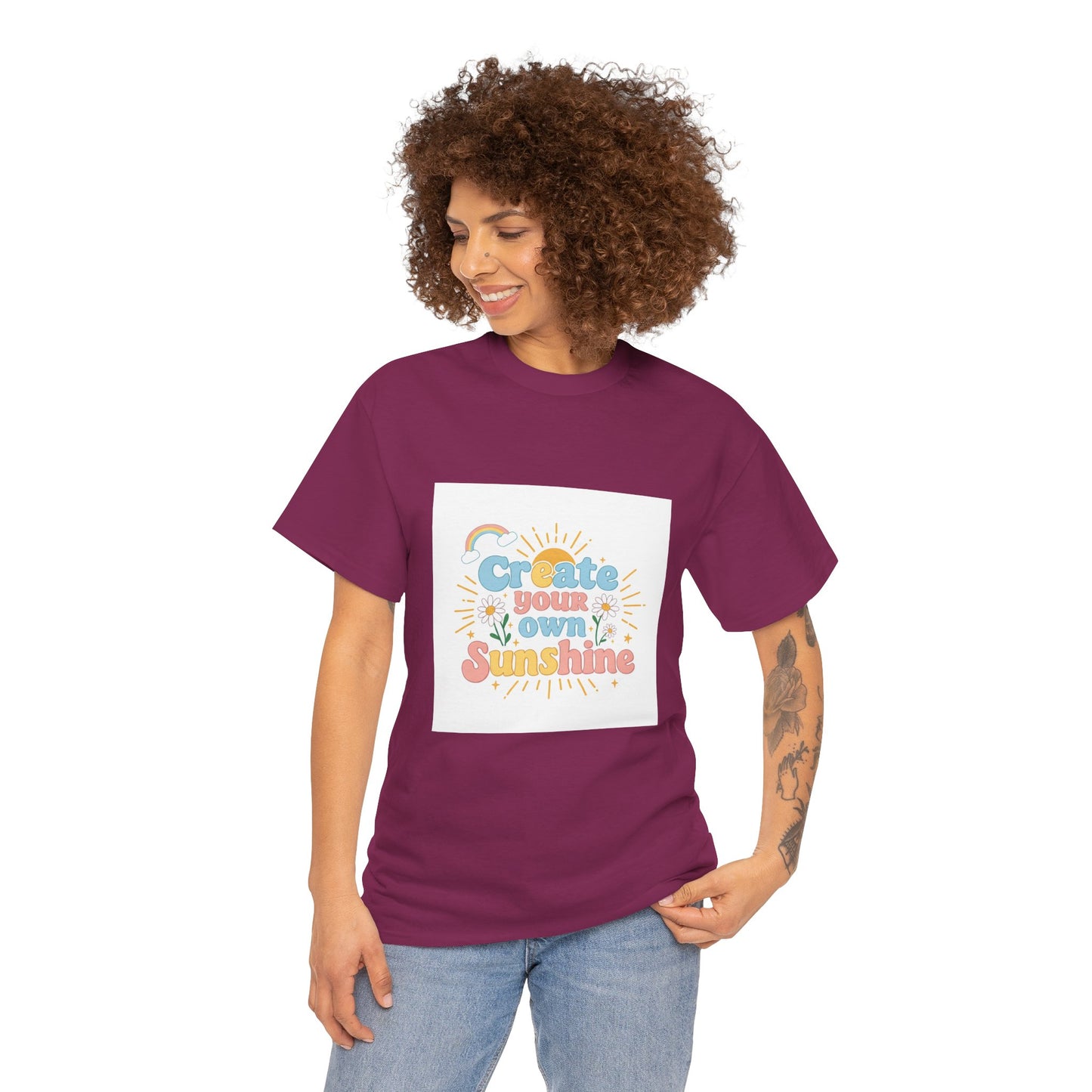 Create Your Own Sunshine Unisex Heavy Cotton Tee - Positive Vibe T-Shirt for Joyful Moments