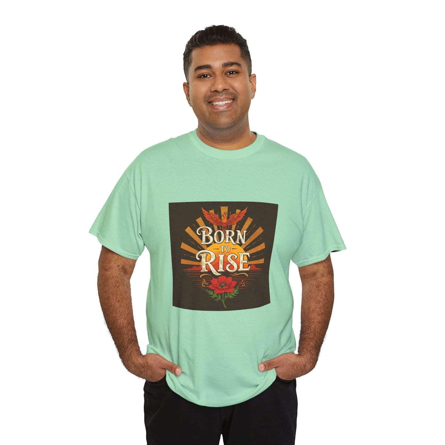 Born to Rise Unisex Heavy Cotton Tee - Inspirational Graphic Shirt