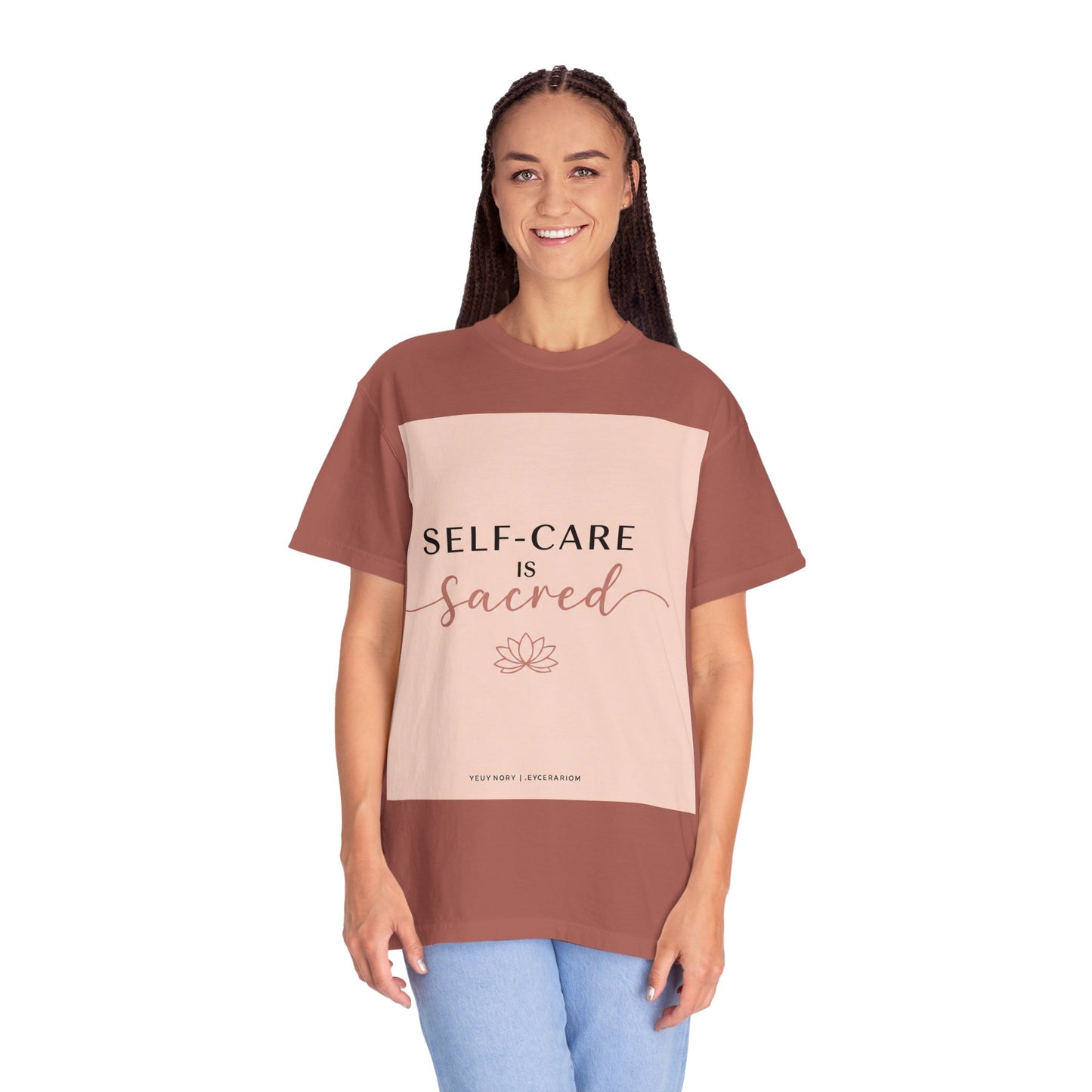 Front Print Design "Self-Care is Sacred" T-Shirt