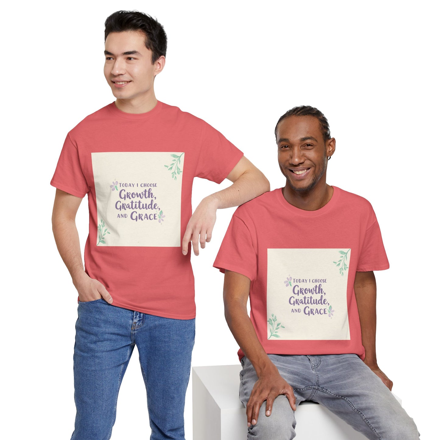 Inspirational Unisex Heavy Cotton Tee - "Today I Choose Growth, Gratitude, and Grace"