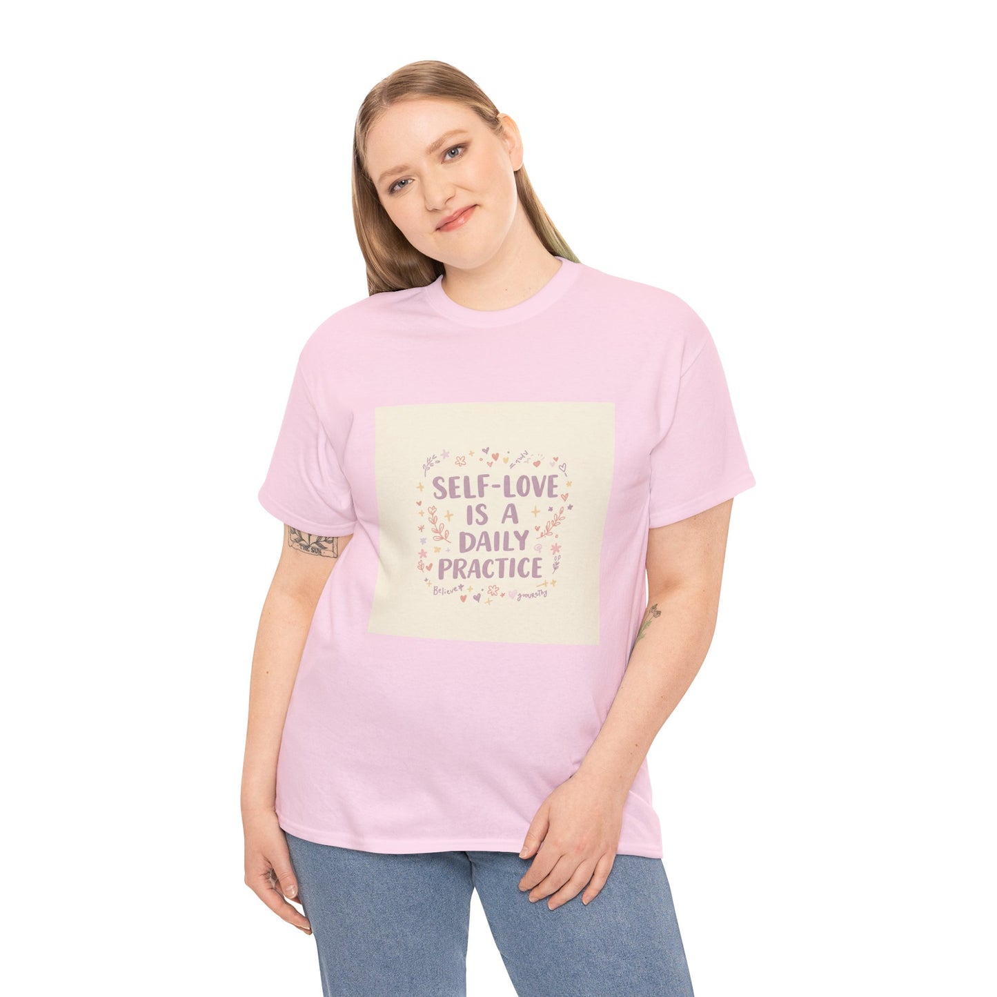 Self-Love is a Daily Practice Unisex Heavy Cotton Tee - Inspirational Graphic Tee