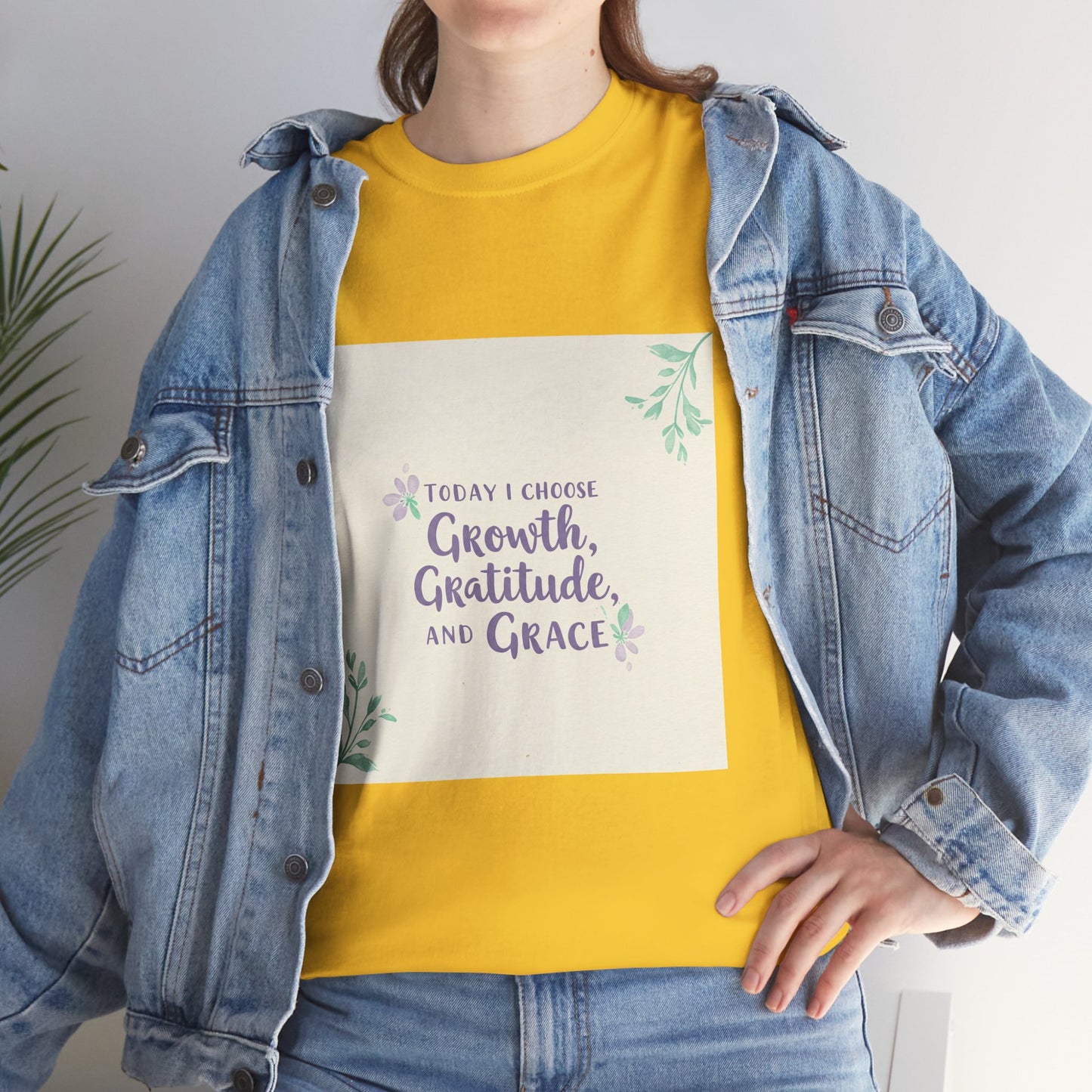 Inspirational Unisex Heavy Cotton Tee - "Today I Choose Growth, Gratitude, and Grace"