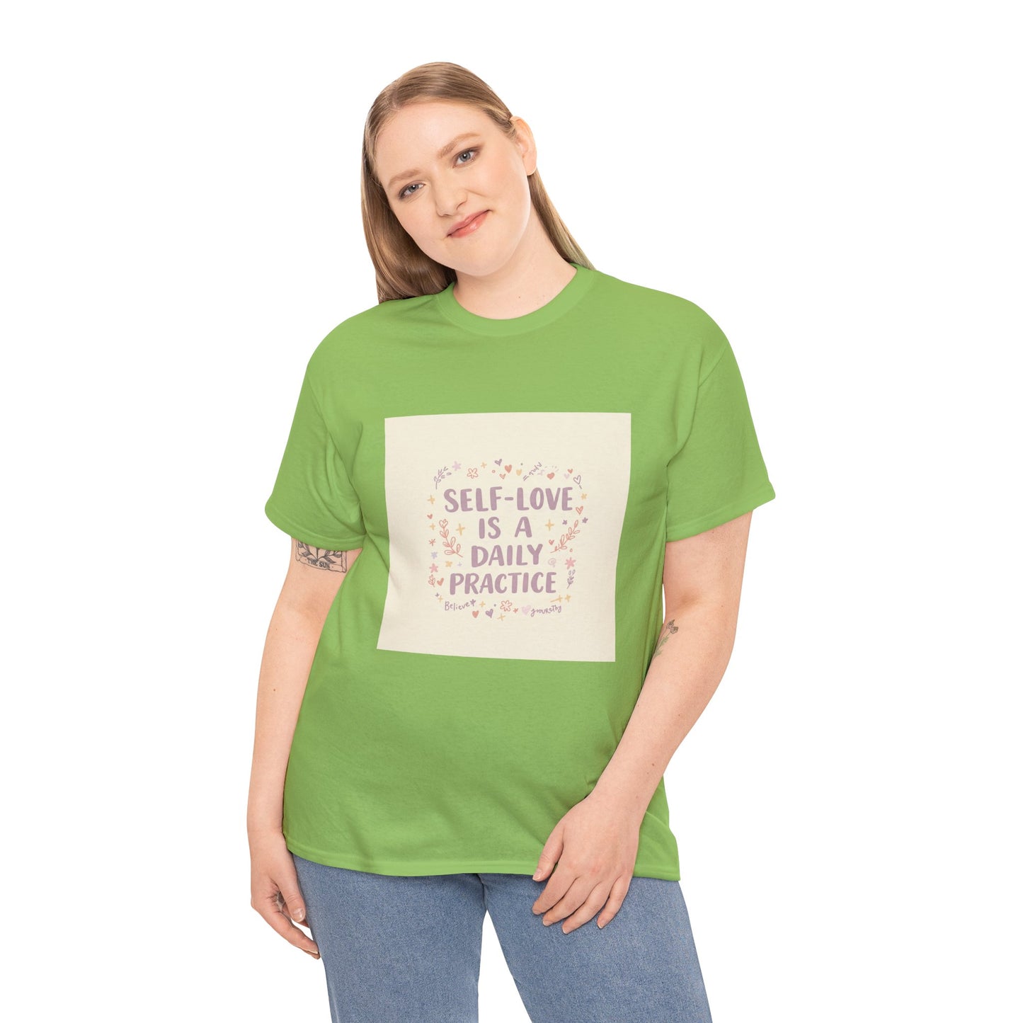 Self-Love is a Daily Practice Unisex Heavy Cotton Tee - Inspirational Graphic Tee