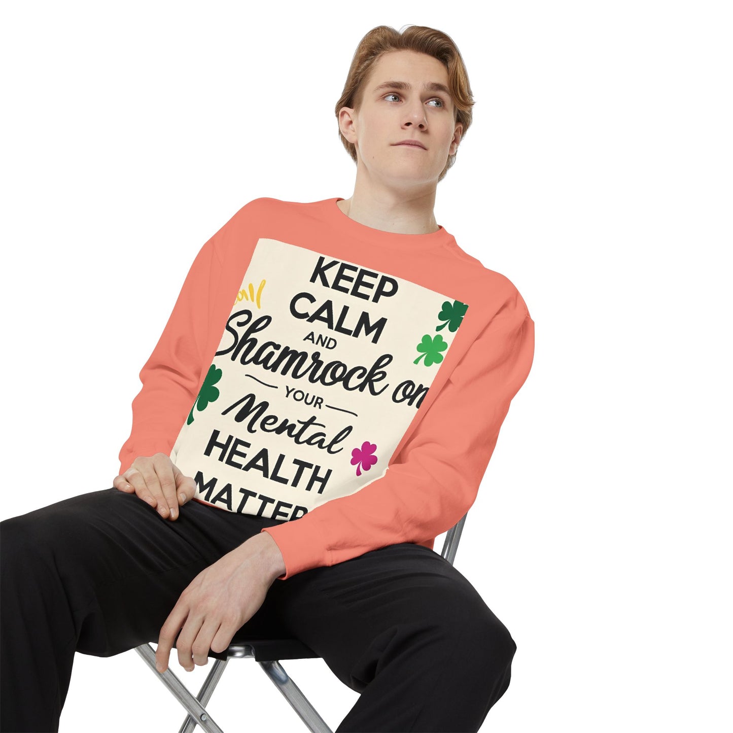 Front Print Design- "Keep Calm Shamrock" Sweatshirt