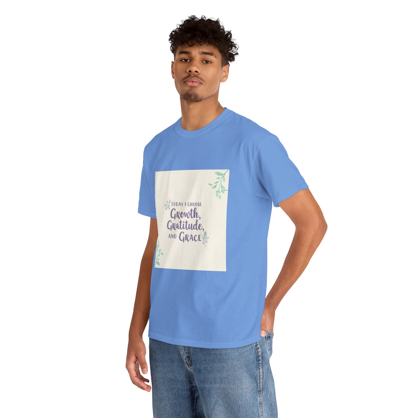 Inspirational Unisex Heavy Cotton Tee - "Today I Choose Growth, Gratitude, and Grace"