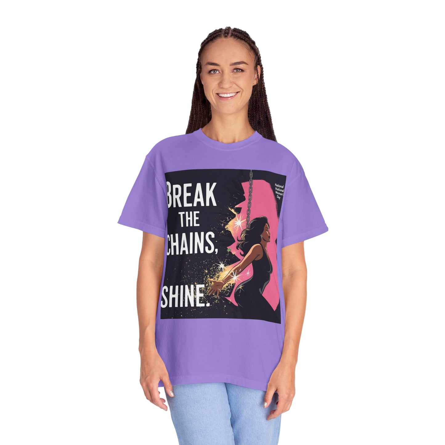 Empowerment T-Shirt: "Break the Chains, Shine" - Unisex Garment-Dyed Tee for National Freedom Day