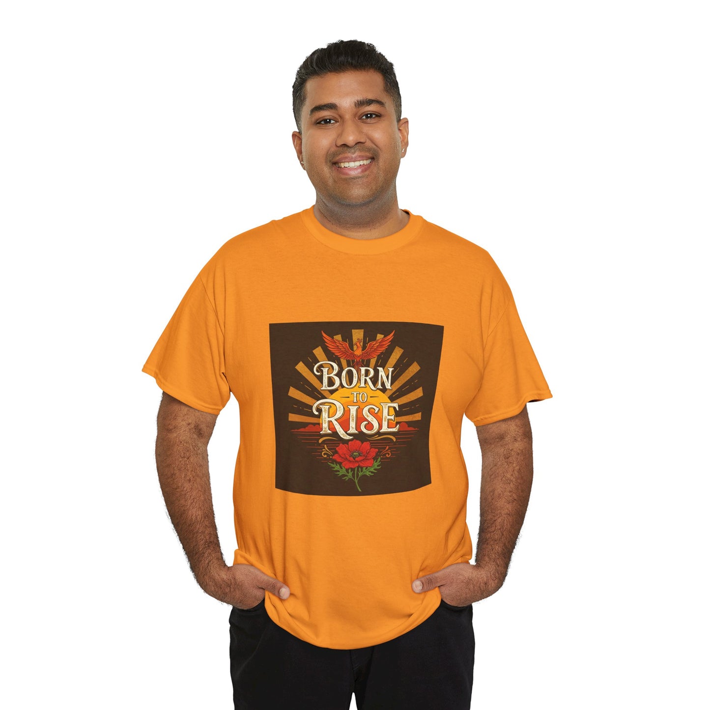 Born to Rise Unisex Heavy Cotton Tee - Inspirational Graphic Shirt