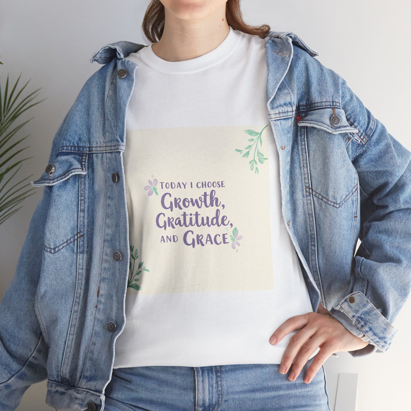 Inspirational Unisex Heavy Cotton Tee - "Today I Choose Growth, Gratitude, and Grace"