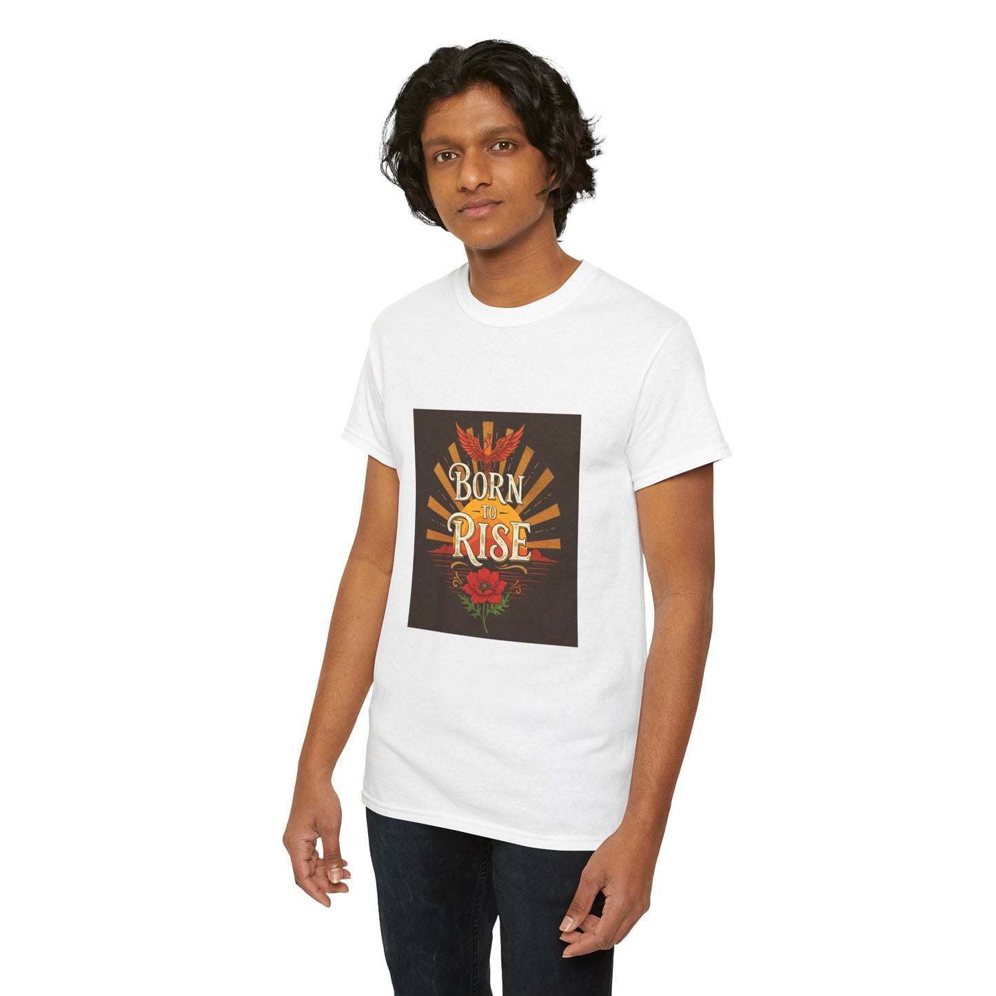 Born to Rise Unisex Heavy Cotton Tee - Inspirational Graphic Shirt