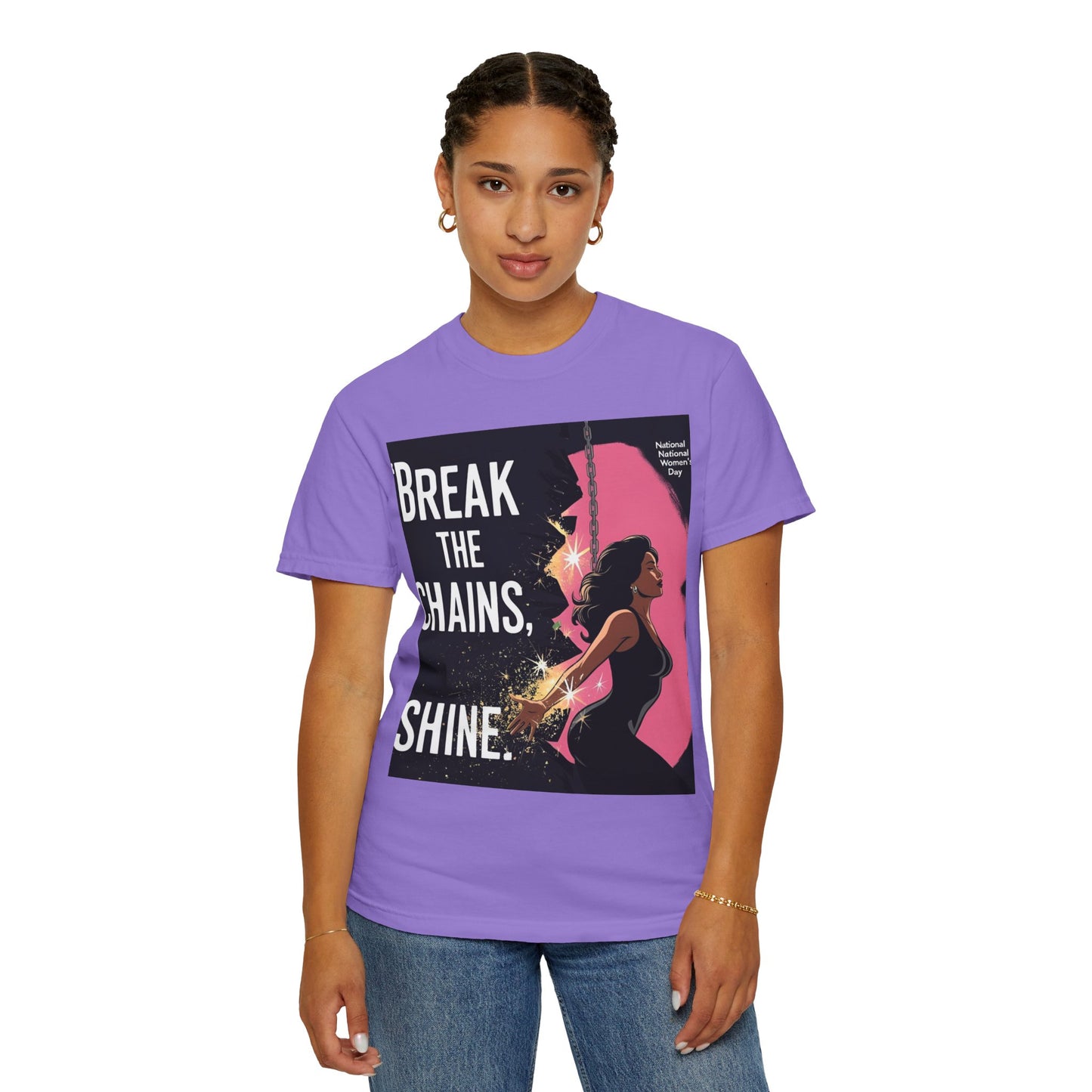 Empowerment T-Shirt: "Break the Chains, Shine" - Unisex Garment-Dyed Tee for National Freedom Day