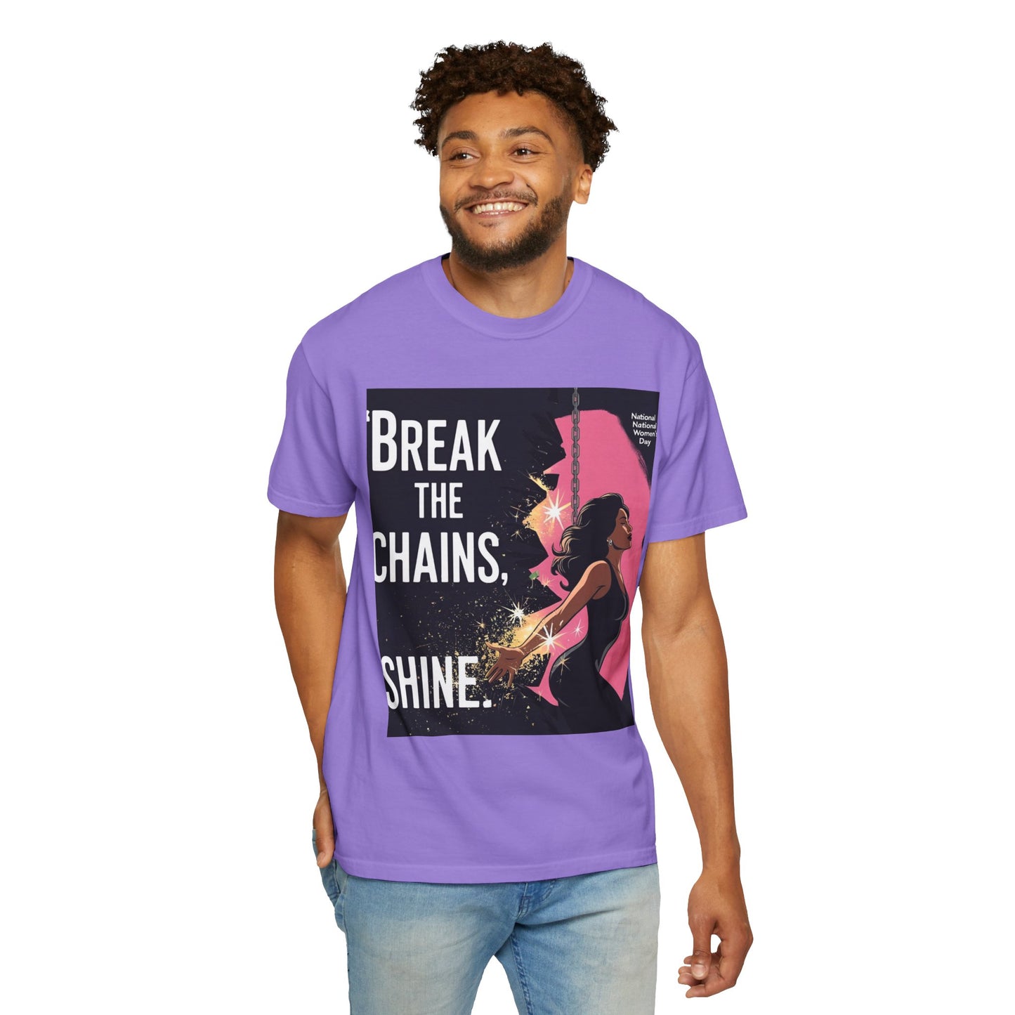 Empowerment T-Shirt: "Break the Chains, Shine" - Unisex Garment-Dyed Tee for National Freedom Day