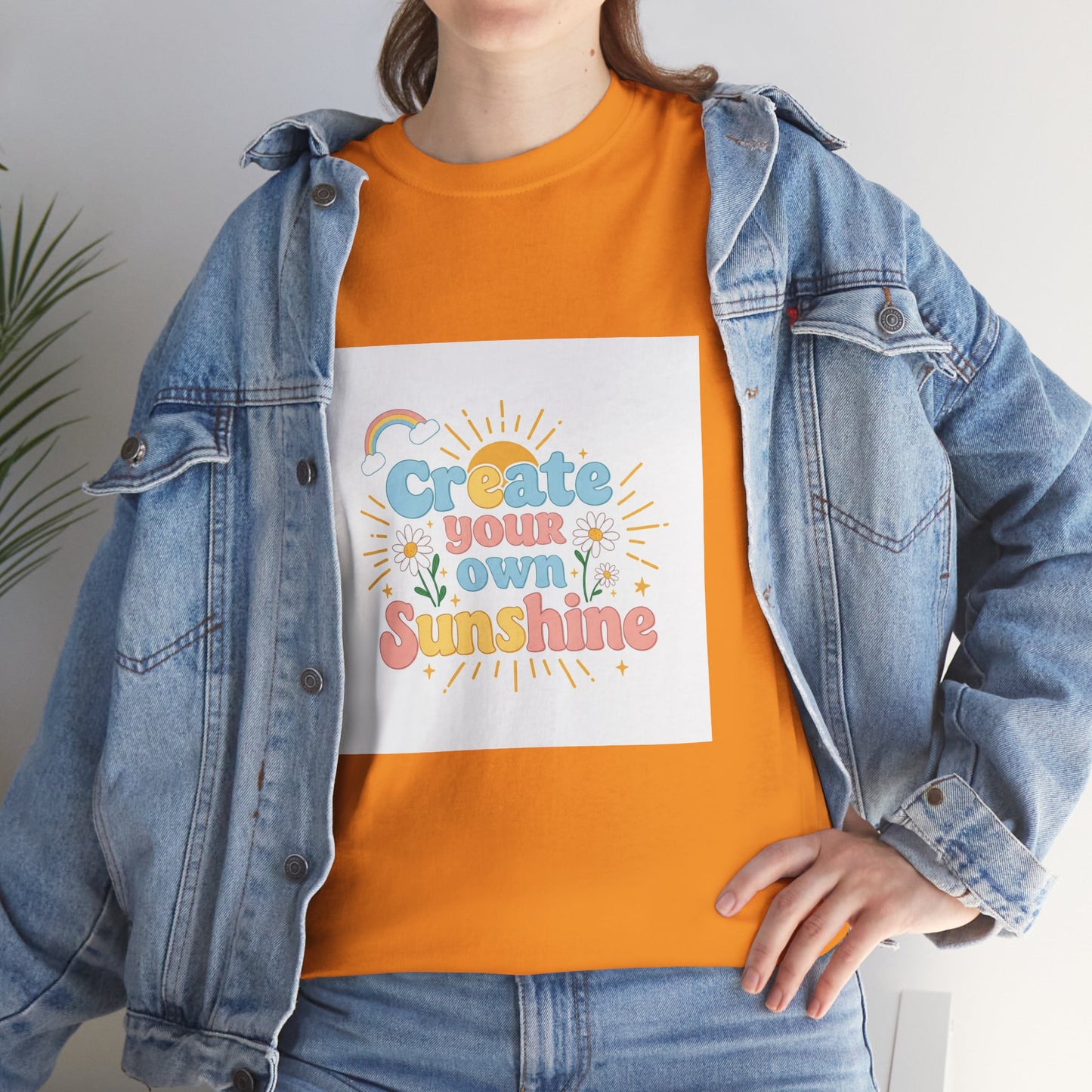 Create Your Own Sunshine Unisex Heavy Cotton Tee - Positive Vibe T-Shirt for Joyful Moments