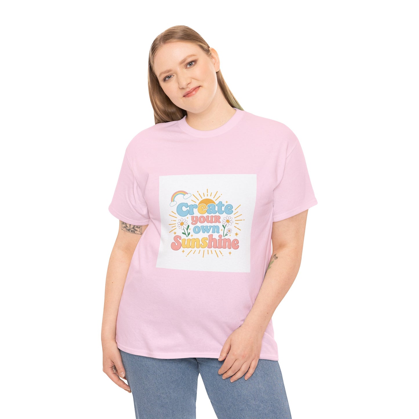 Create Your Own Sunshine Unisex Heavy Cotton Tee - Positive Vibe T-Shirt for Joyful Moments