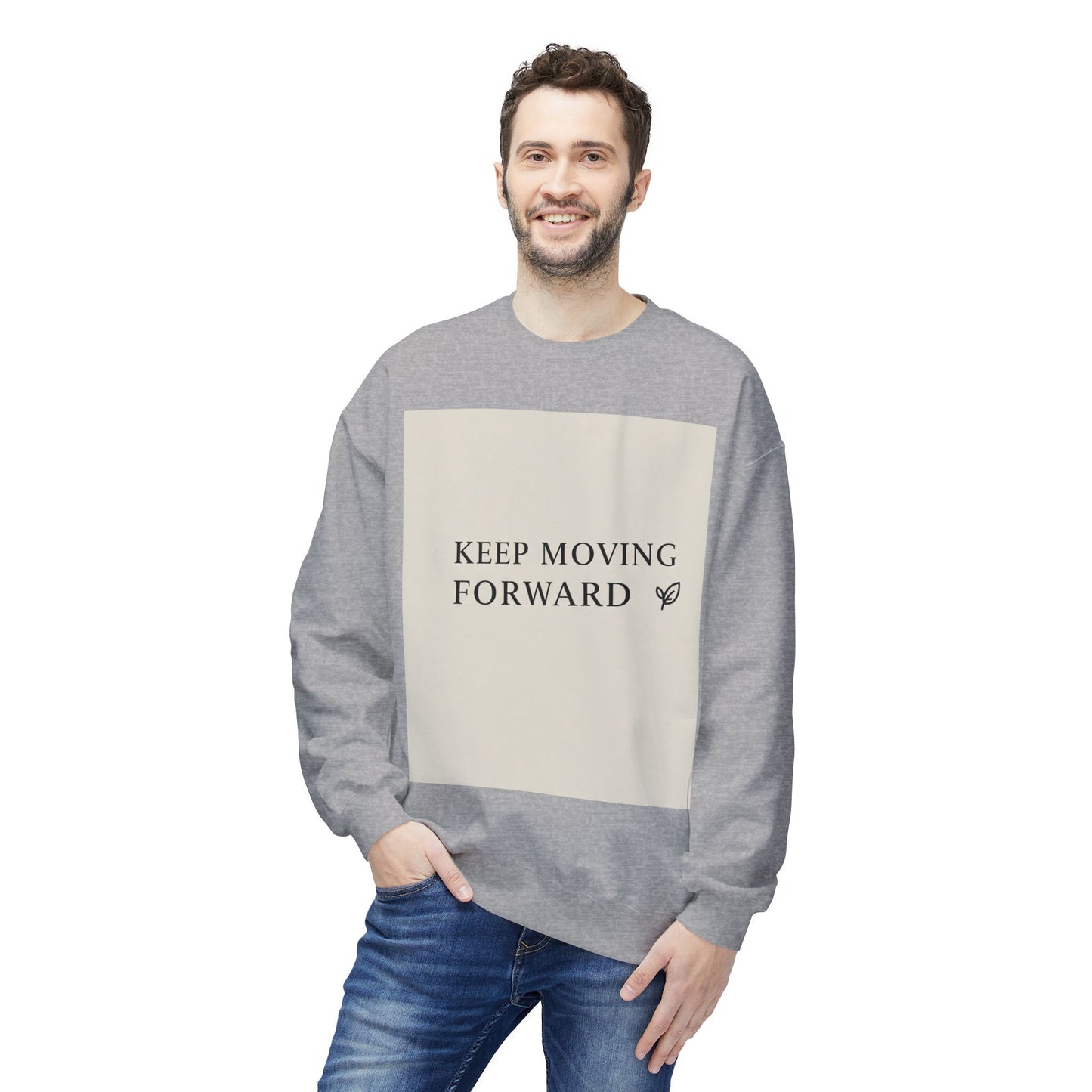 Inspirerende Fleece Crewneck-trui - "Hou aan om vorentoe te beweeg"