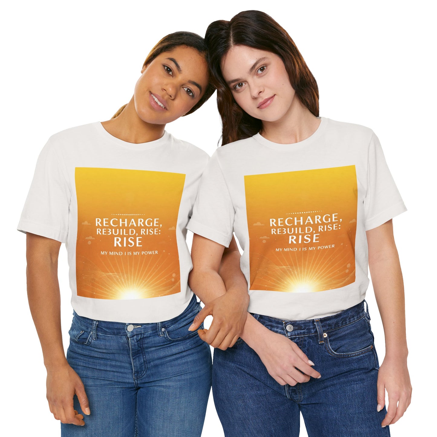 Front Print Design -" Recharge, Rebuild, Rise" T-Shirt