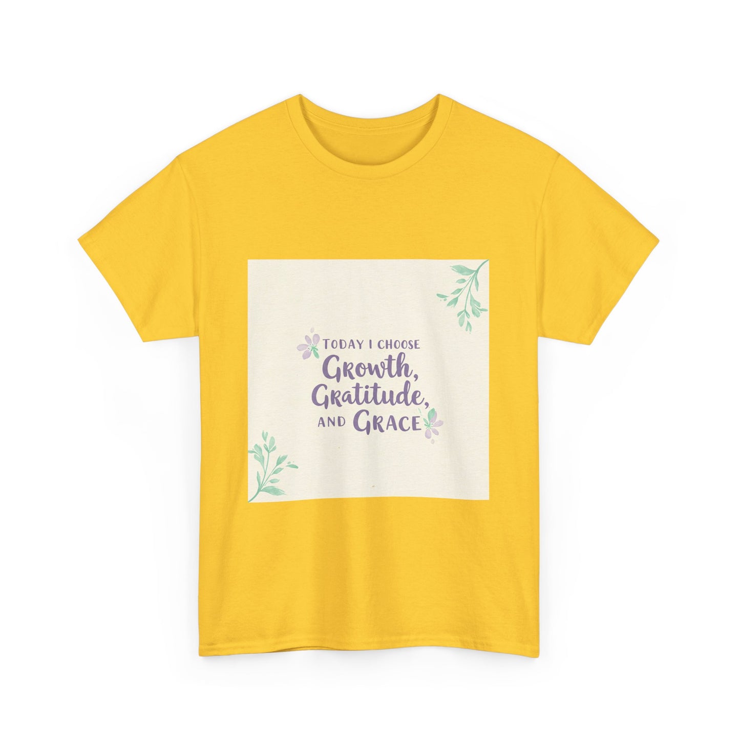 Inspirational Unisex Heavy Cotton Tee - "Today I Choose Growth, Gratitude, and Grace"