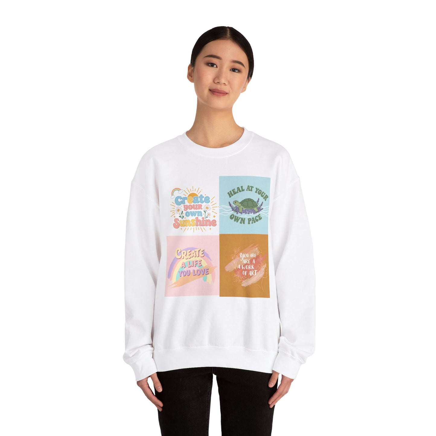 Inspirational Crewneck Sweatshirt - "Create Your Own Sunshine" & More