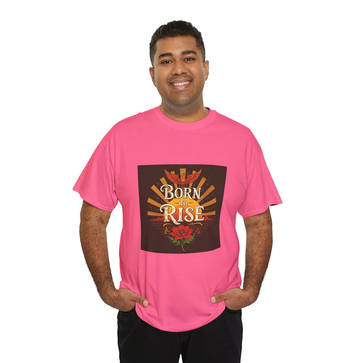 Born to Rise Unisex Heavy Cotton Tee - Inspirational Graphic Shirt