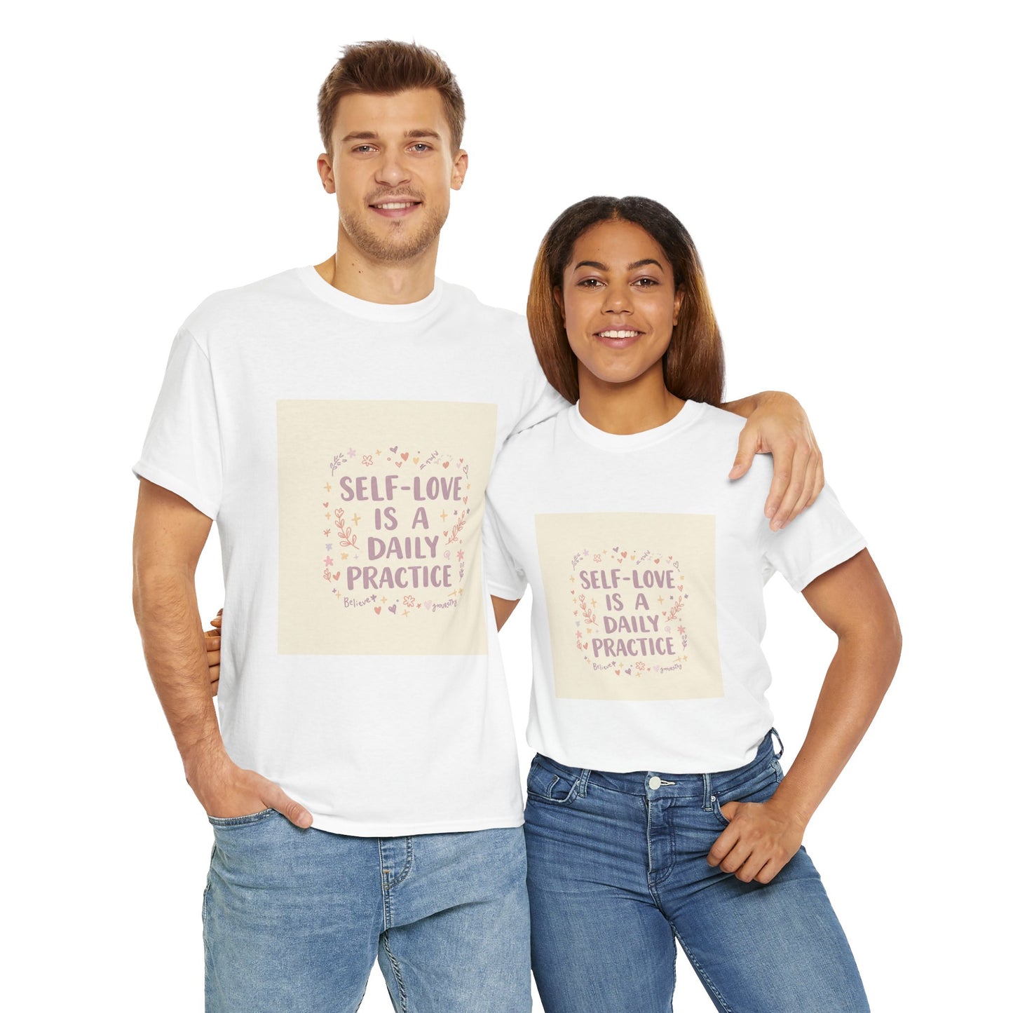 Self-Love is a Daily Practice Unisex Heavy Cotton Tee - Inspirational Graphic Tee