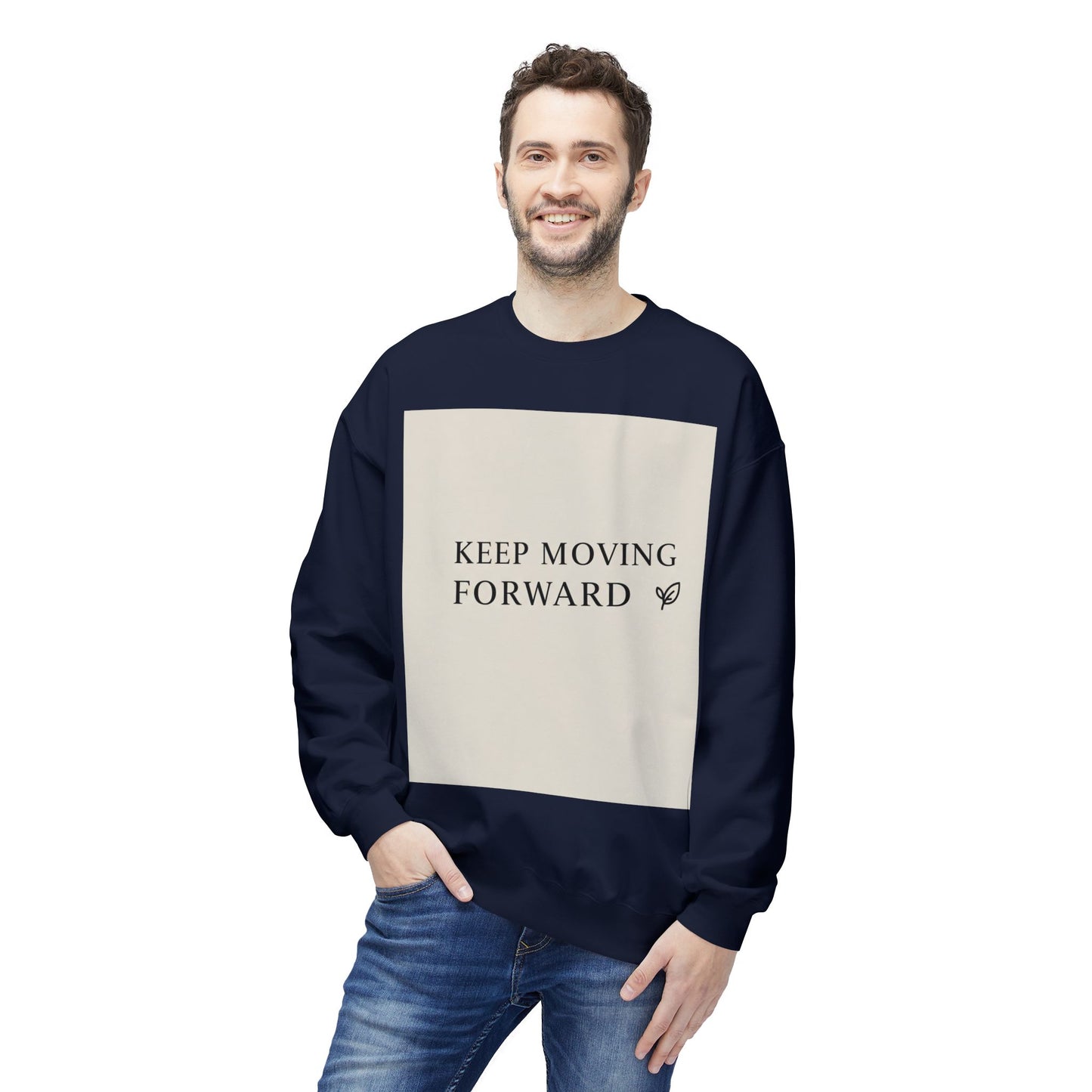 Inspirerende Fleece Crewneck-trui - "Hou aan om vorentoe te beweeg"