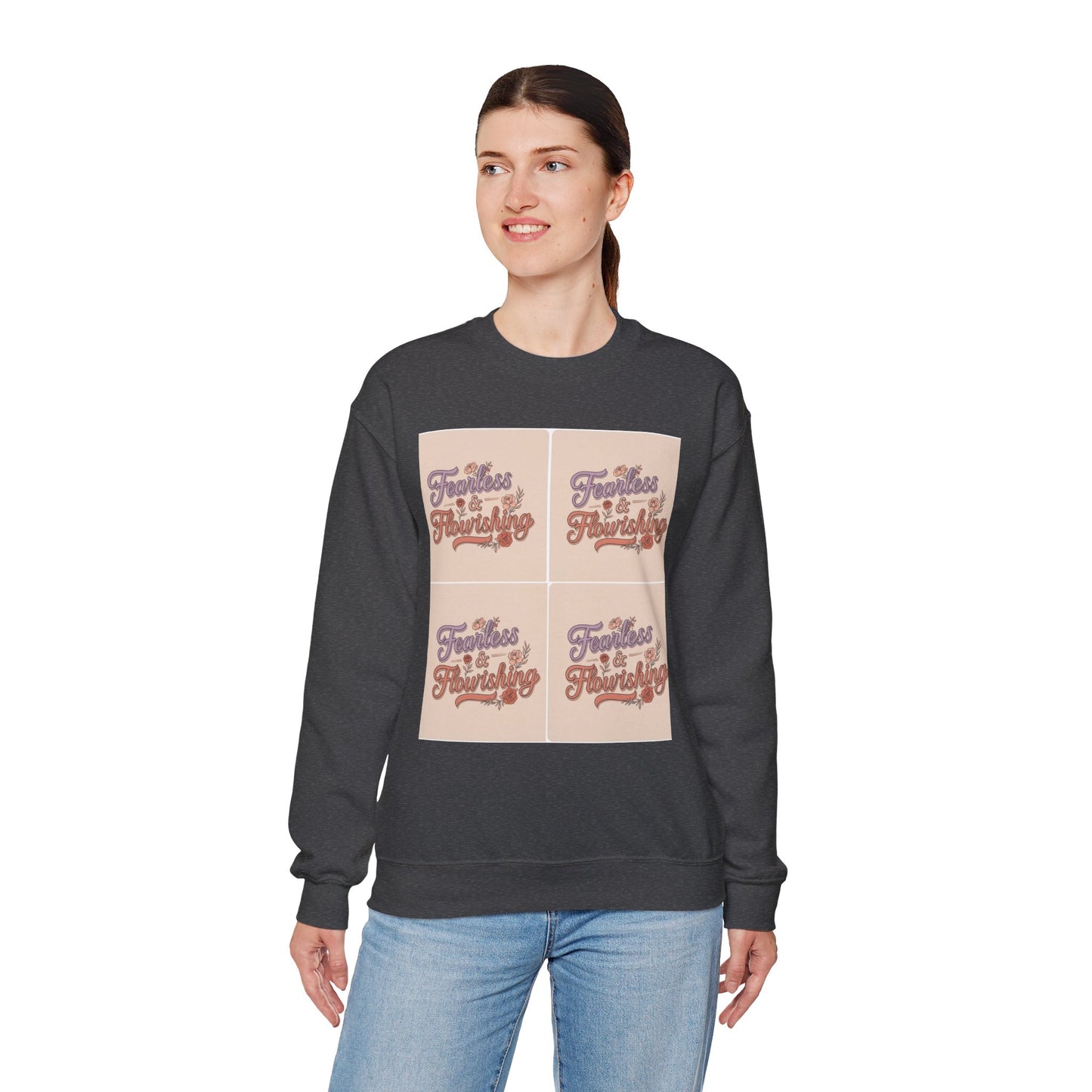 Fearless & Flourishing Crewneck Sweatshirt - Unisex Heavy Blend™ - Cozy Inspirational Apparel