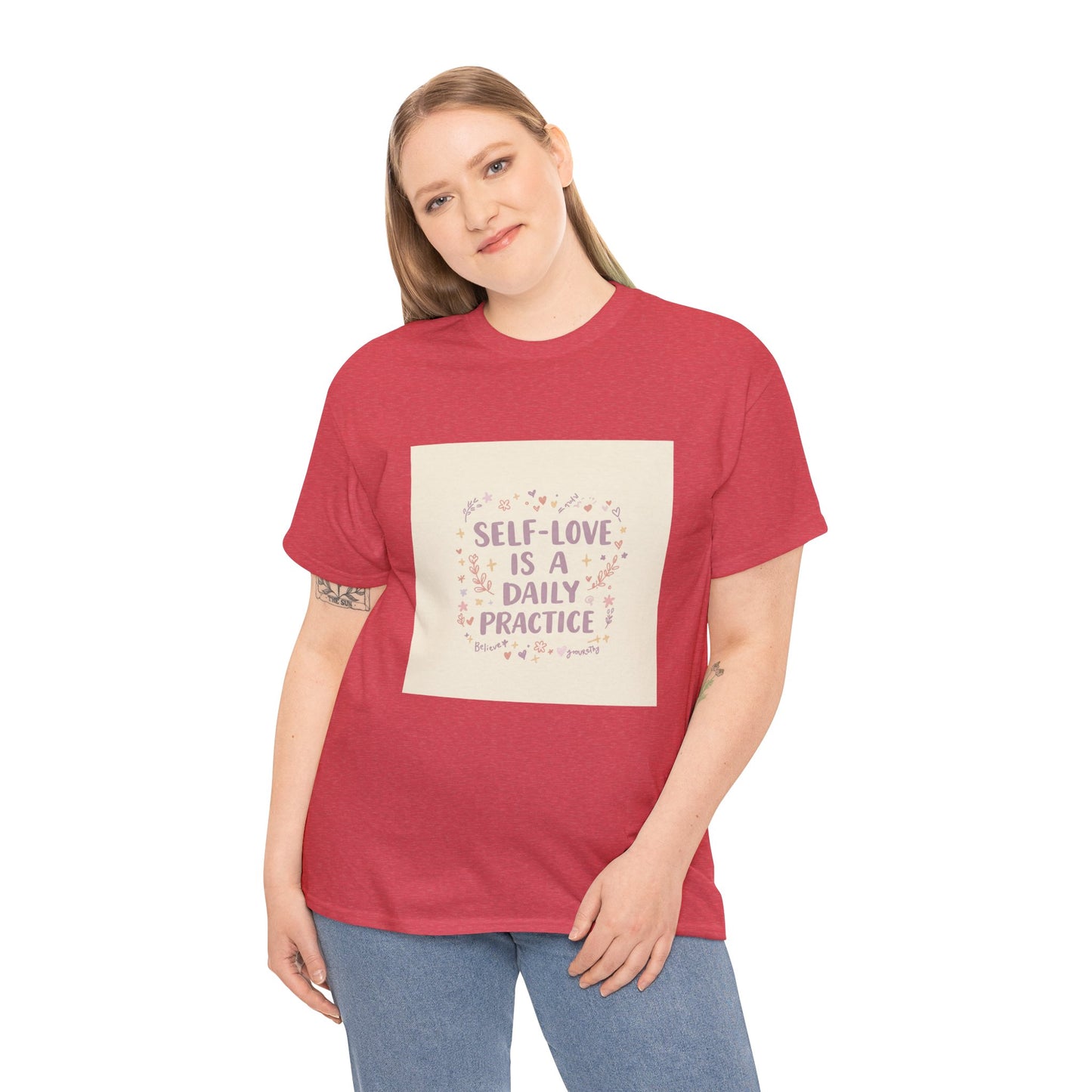 Self-Love is a Daily Practice Unisex Heavy Cotton Tee - Inspirational Graphic Tee