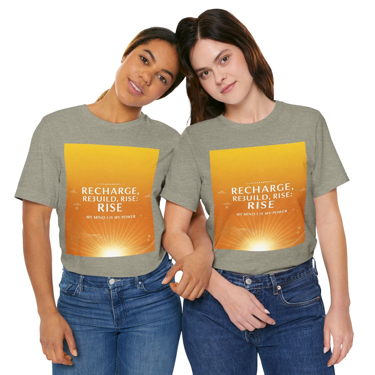 Front Print Design -" Recharge, Rebuild, Rise" T-Shirt