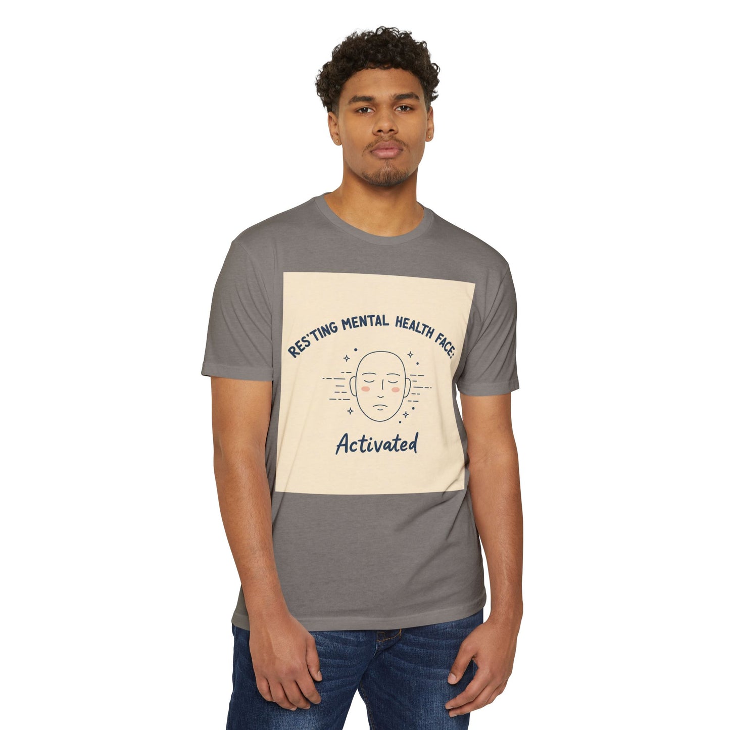 Front Print Design "Resting Mental Health Face" T-Shirt