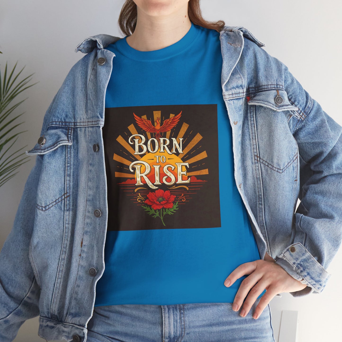 Born to Rise Unisex Heavy Cotton Tee - Inspirational Graphic Shirt