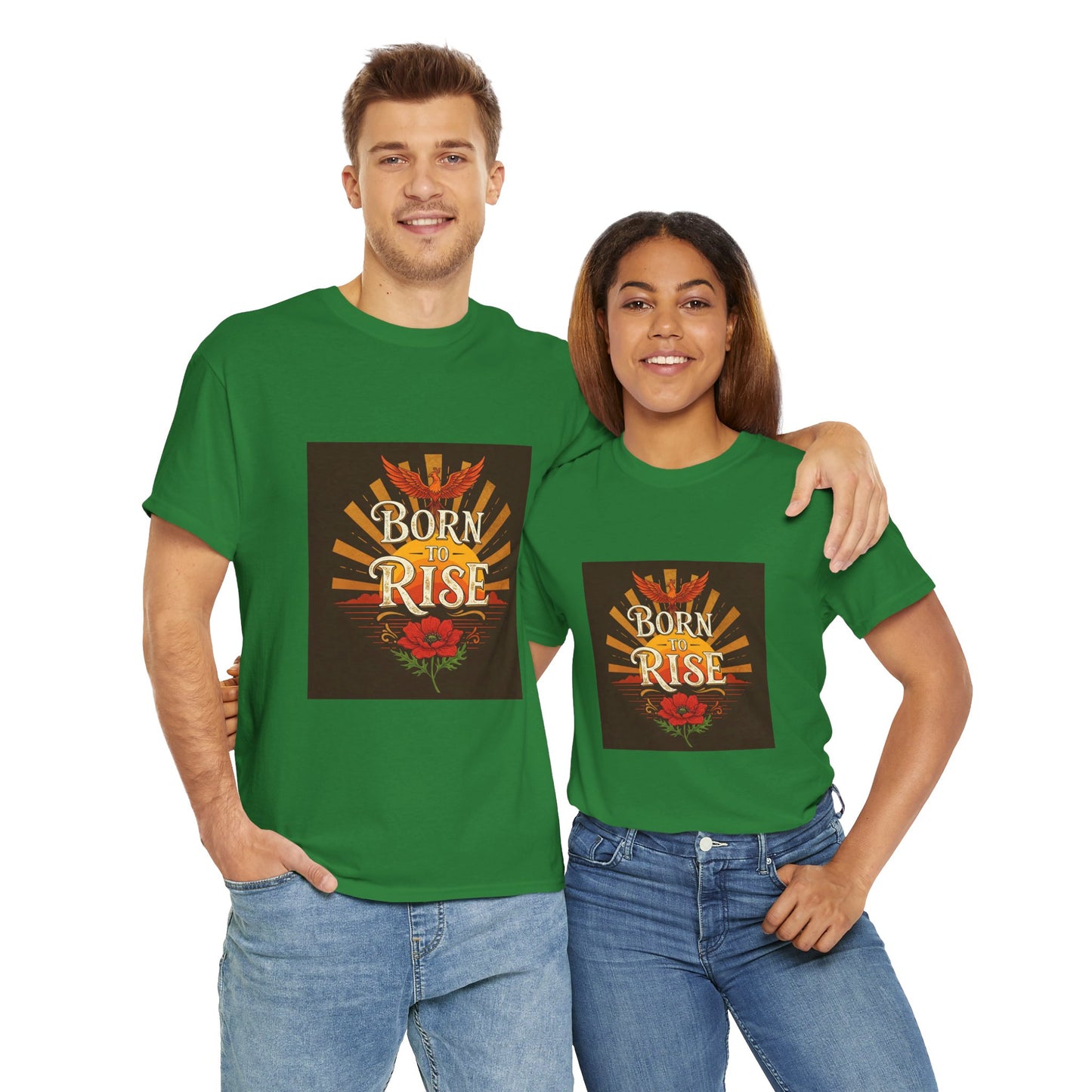 Born to Rise Unisex Heavy Cotton Tee - Inspirational Graphic Shirt