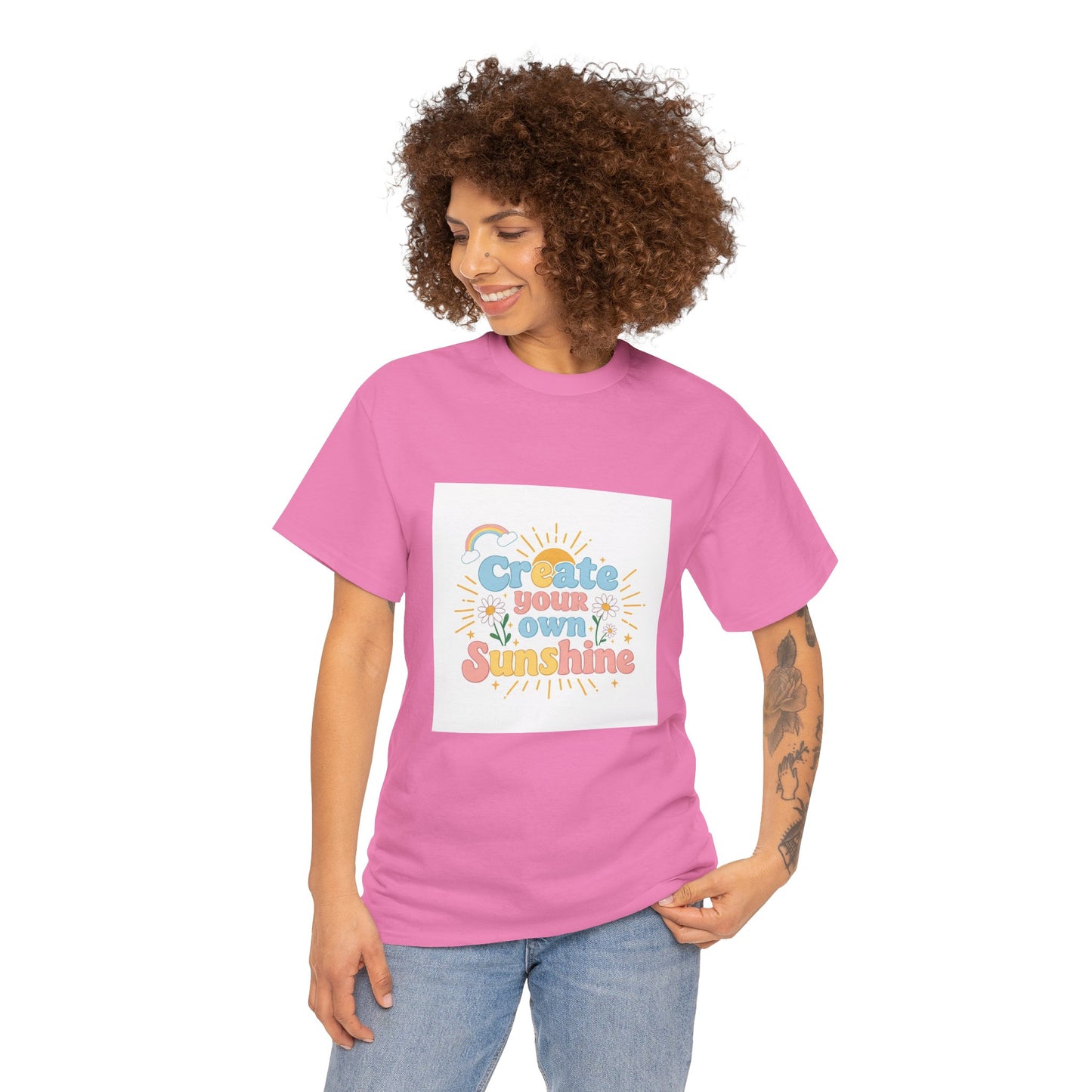 Create Your Own Sunshine Unisex Heavy Cotton Tee - Positive Vibe T-Shirt for Joyful Moments