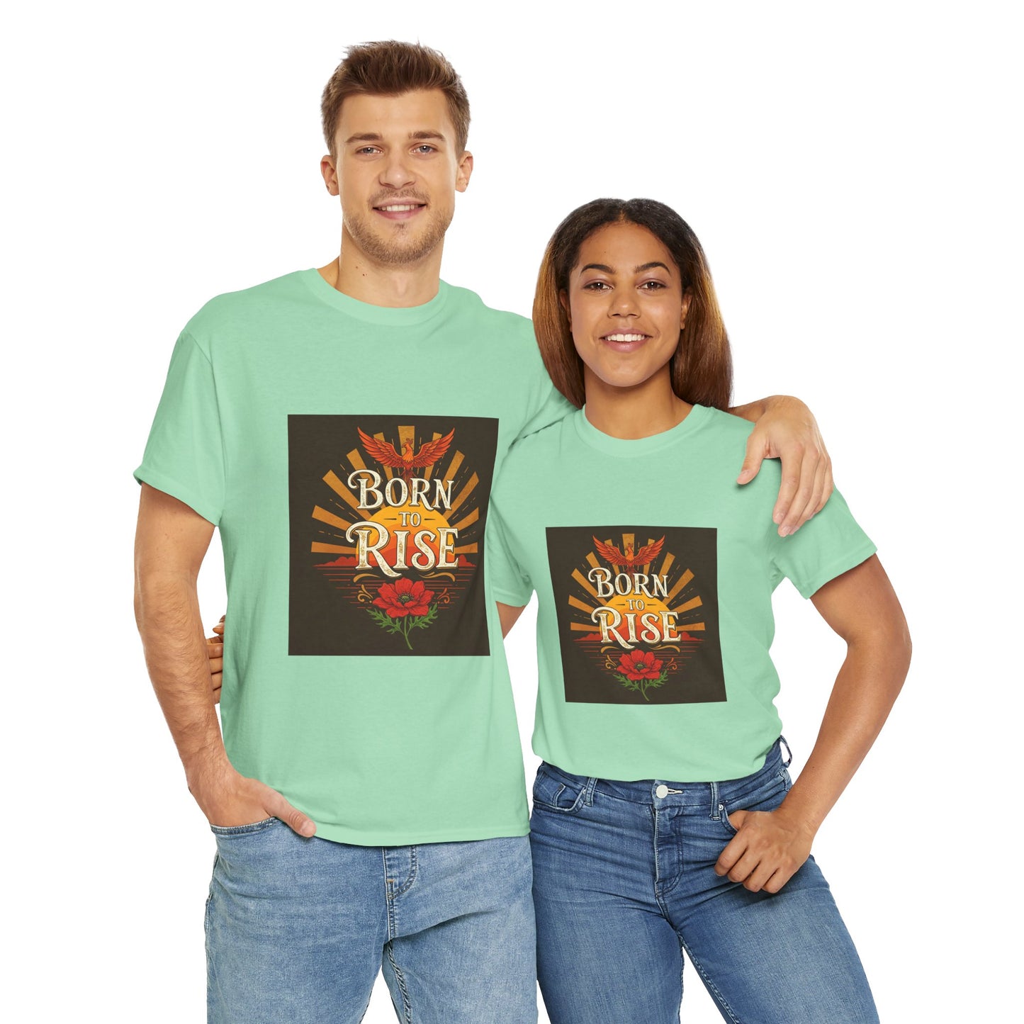 Born to Rise Unisex Heavy Cotton Tee - Inspirational Graphic Shirt