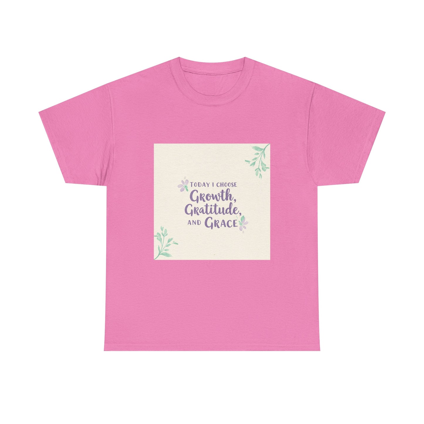 Inspirational Unisex Heavy Cotton Tee - "Today I Choose Growth, Gratitude, and Grace"