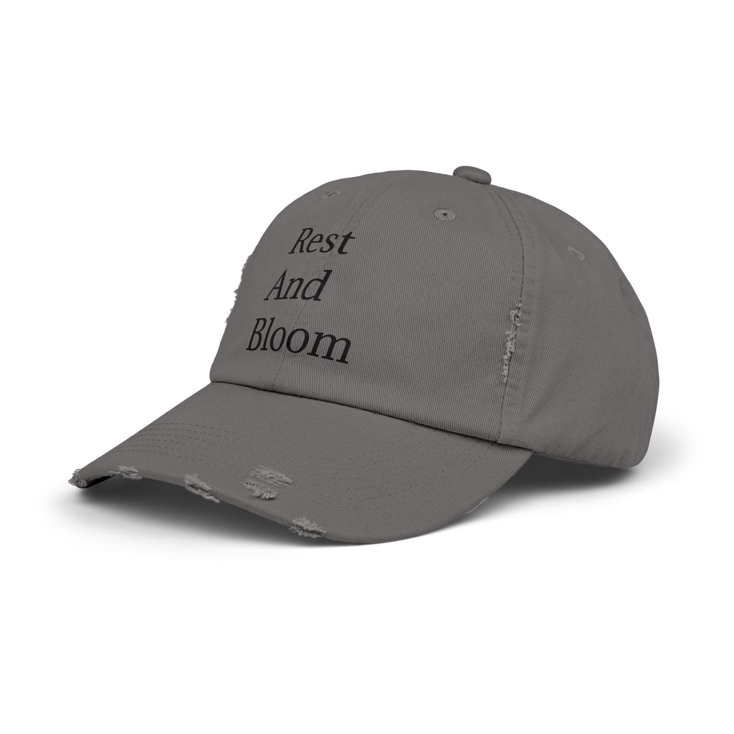 Unisex Distressed Cap - "Rest And Bloom" Casual Hat for Relaxation and Style