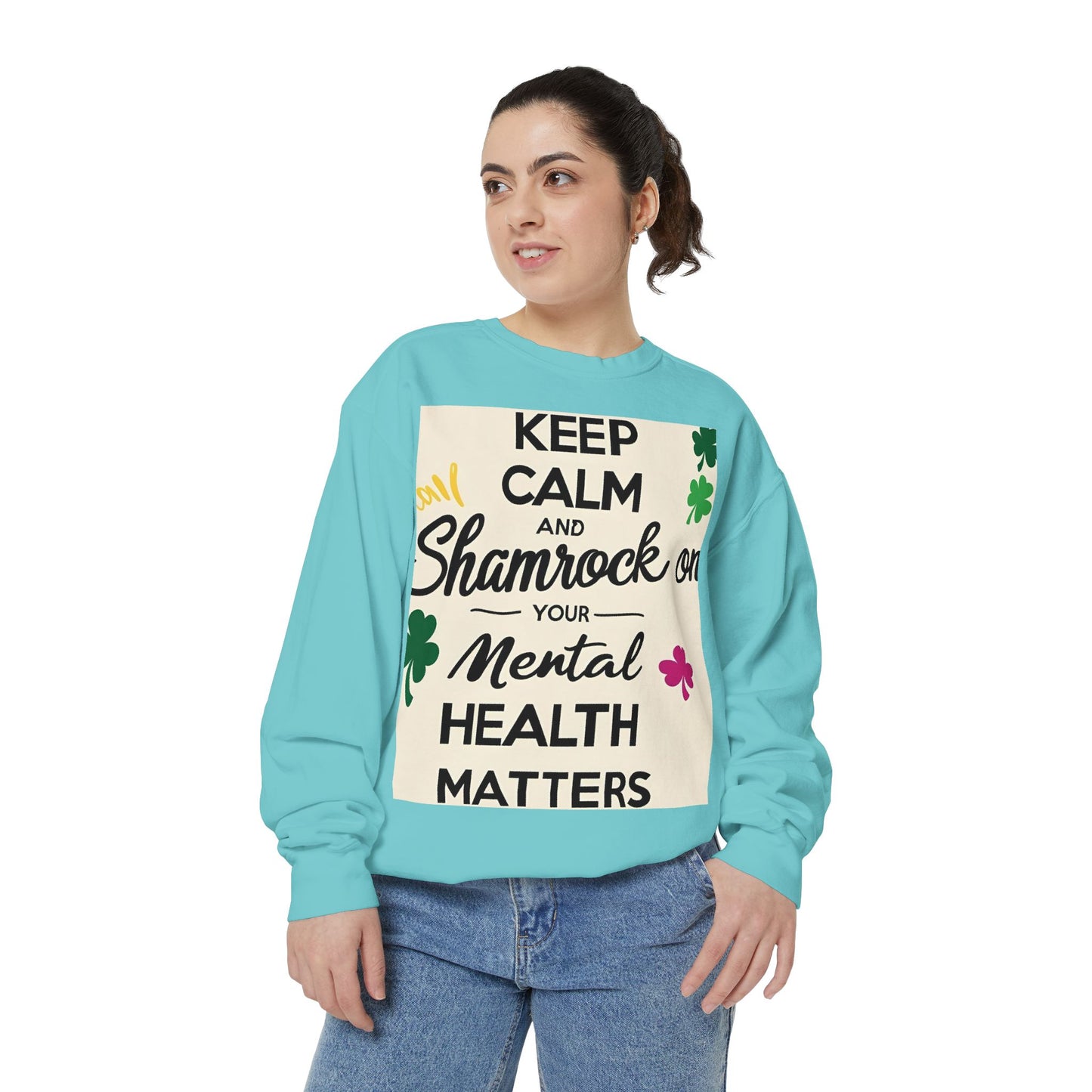 Front Print Design- "Keep Calm Shamrock" Sweatshirt