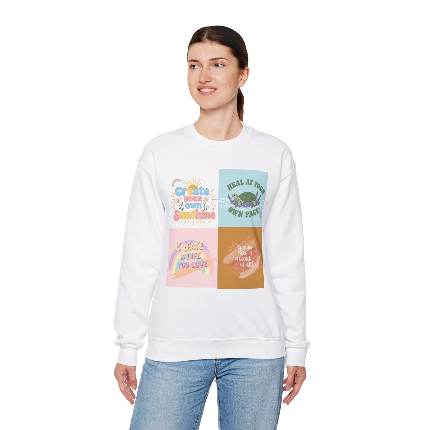 Inspirational Crewneck Sweatshirt - "Create Your Own Sunshine" & More