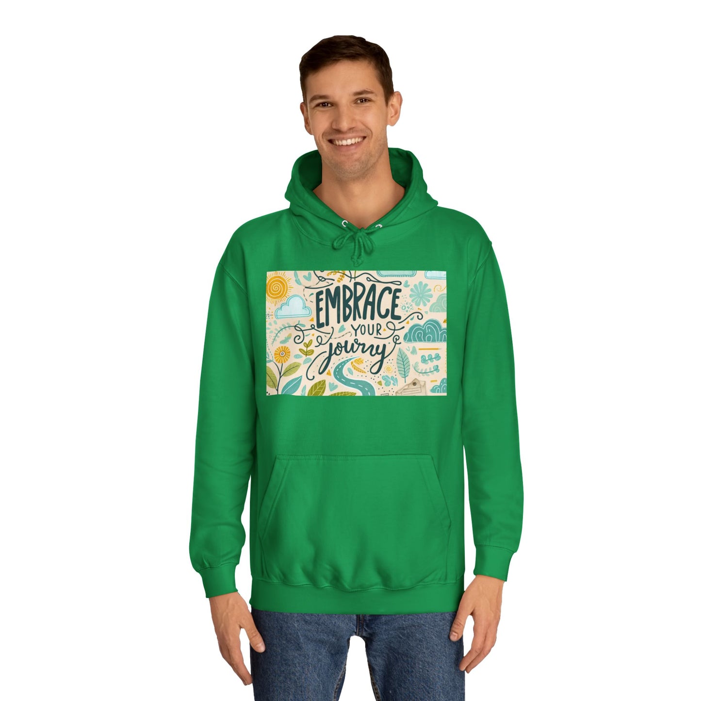 သင့်ခရီးကို Unisex College Hoodie - စိတ်အားထက်သန်သော နှစ်သိမ့်မှုကို ခံယူပါ။