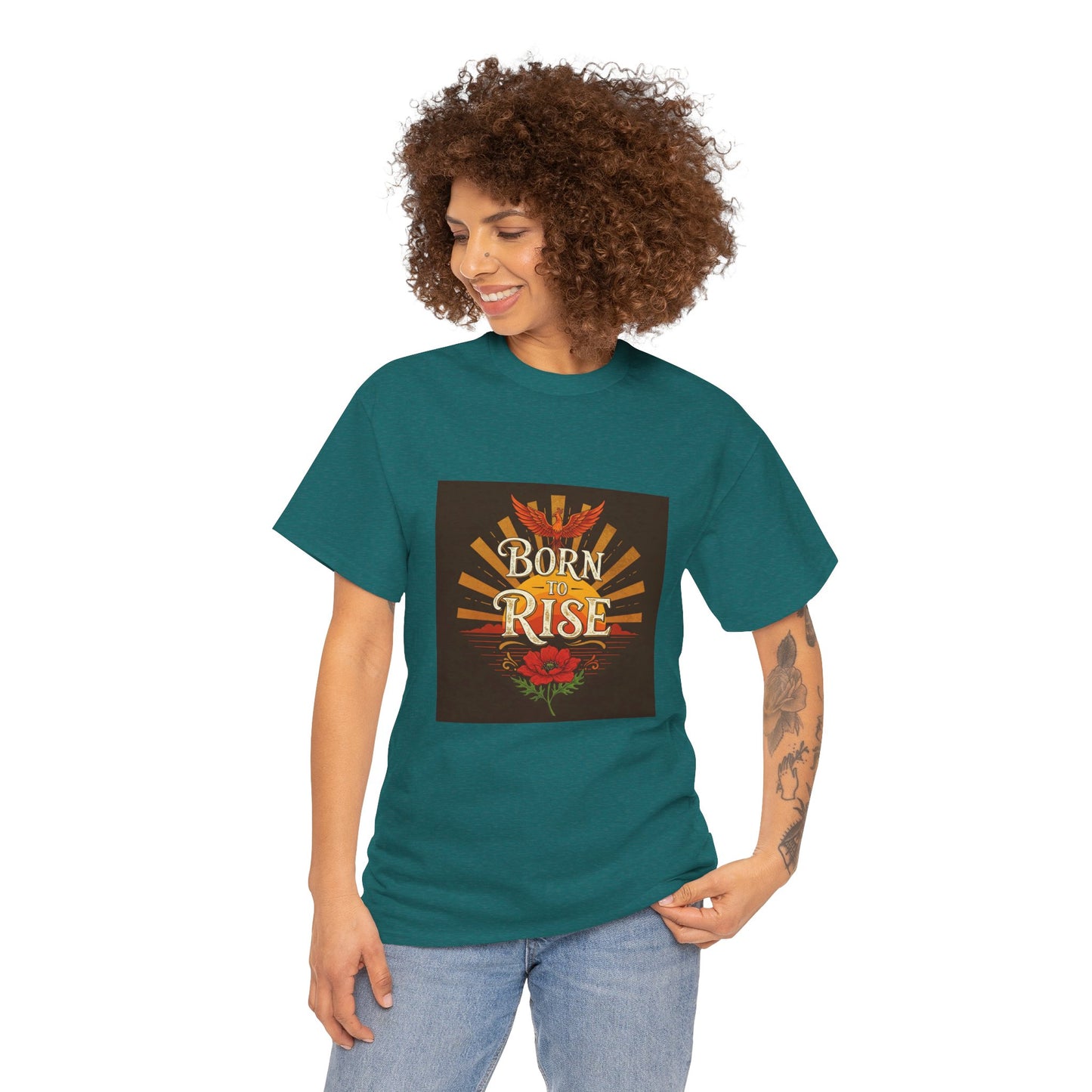 Born to Rise Unisex Heavy Cotton Tee - Inspirational Graphic Shirt