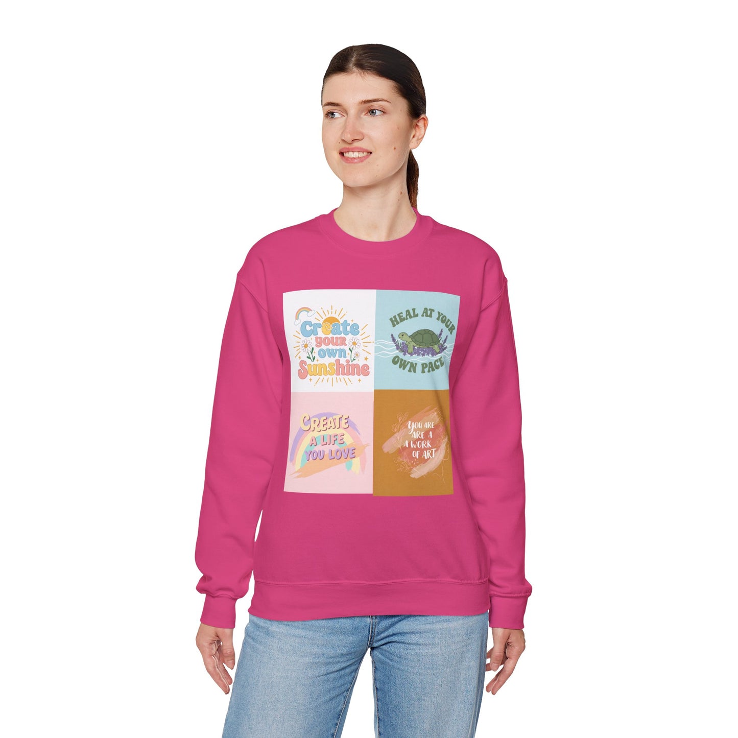 Inspirational Crewneck Sweatshirt - "Create Your Own Sunshine" & More